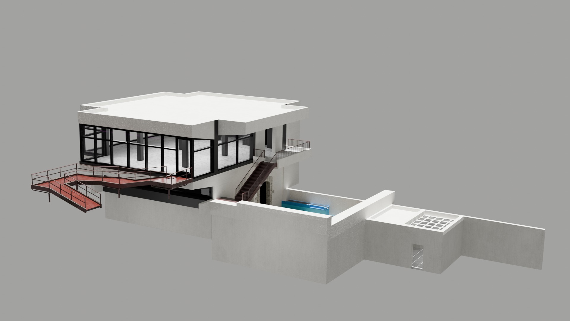Edificio de dos niveles 3D model_1