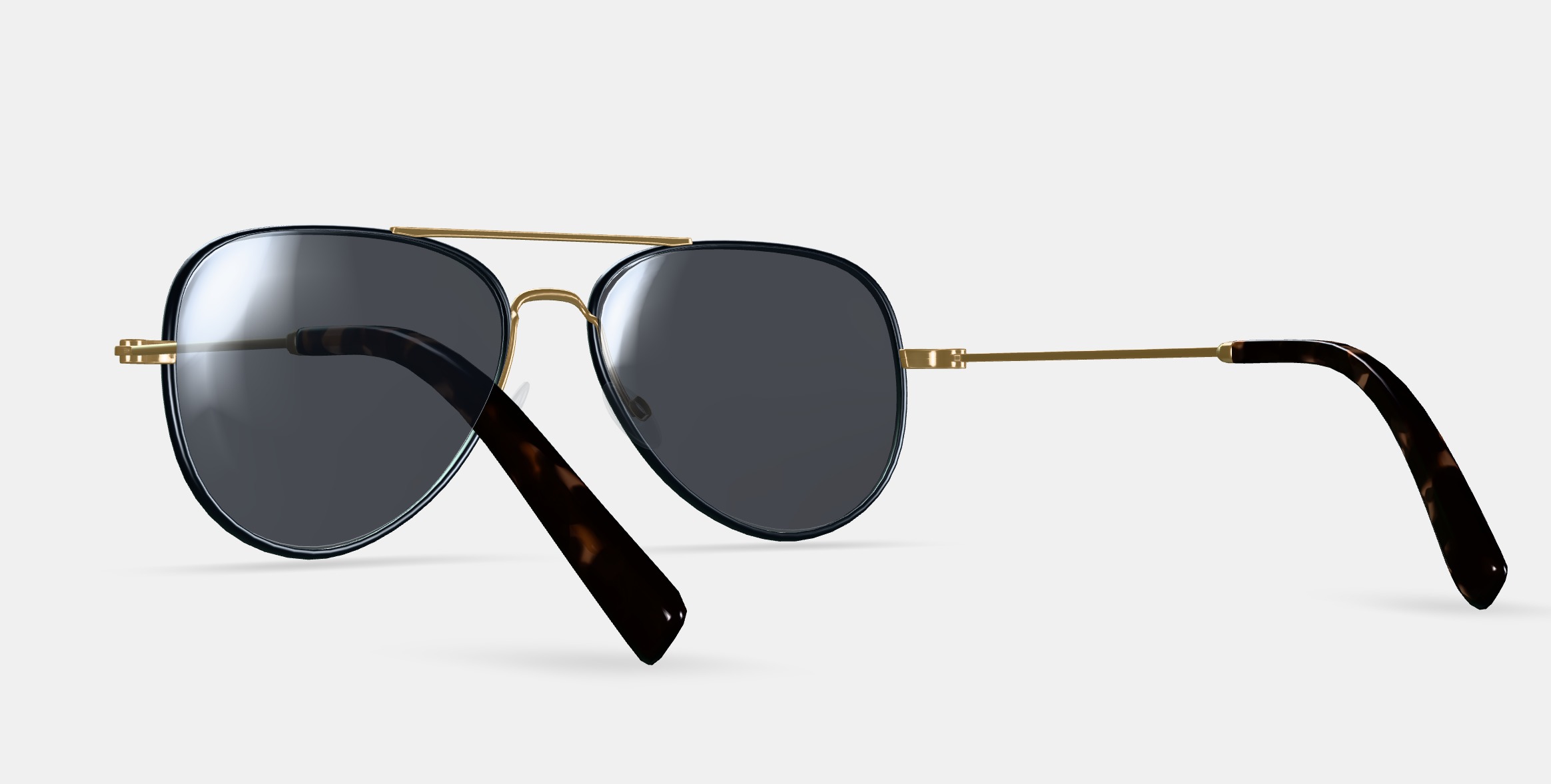 Raider Sunglasses in Brushed Ink with Polished Gold 3D model_5