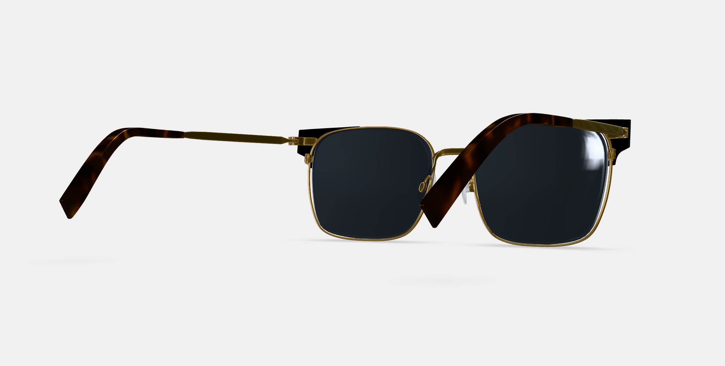 Ramona Sunglasses in Jet Black with Polished Gold 3D model_6