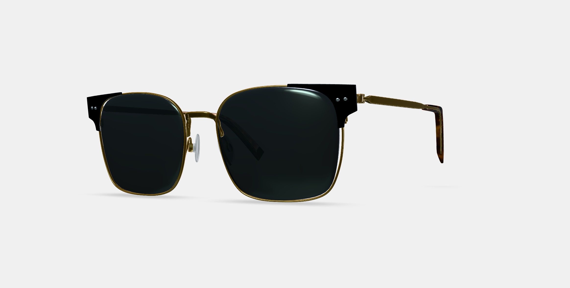 Ramona Sunglasses in Jet Black with Polished Gold 3D model_13