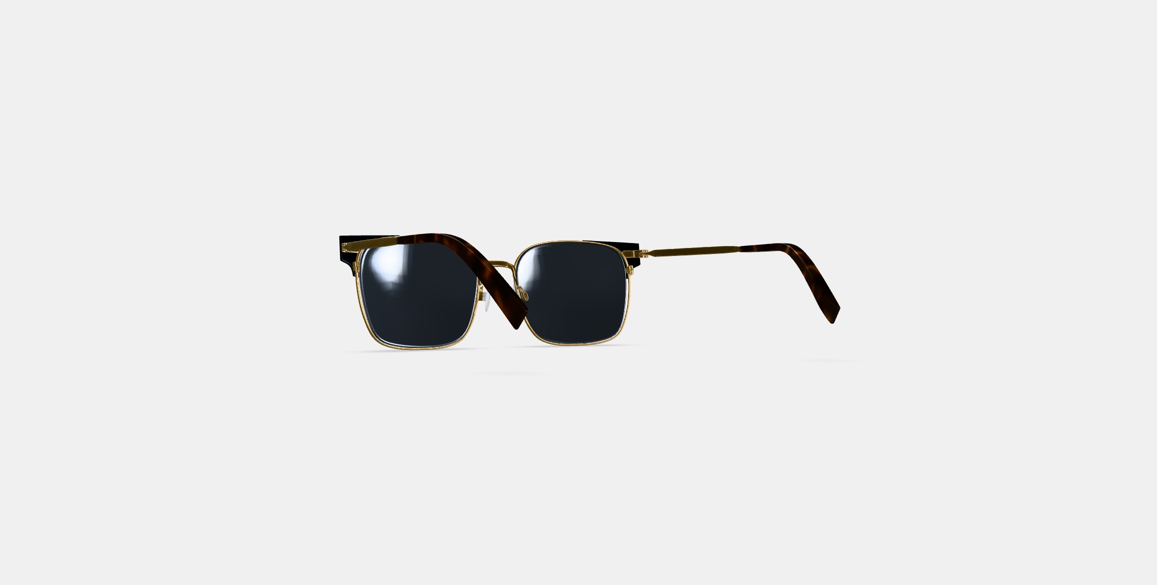 Ramona Sunglasses in Jet Black with Polished Gold 3D model_16