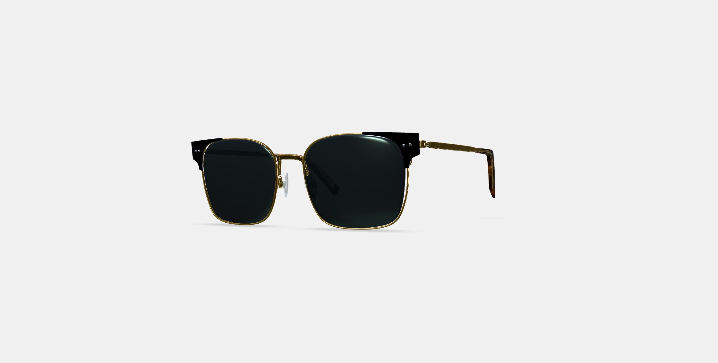 Ramona Sunglasses in Jet Black with Polished Gold 3D model_12