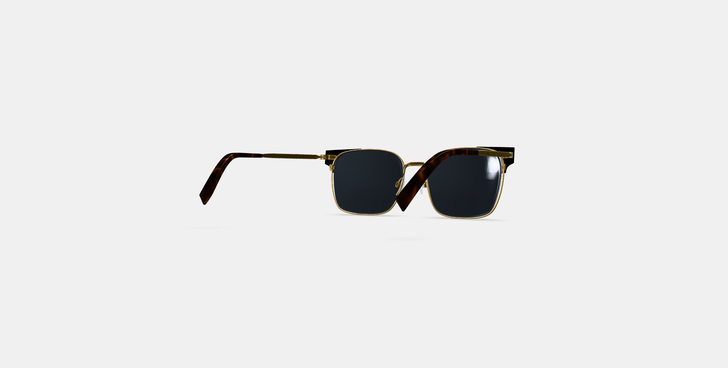 Ramona Sunglasses in Jet Black with Polished Gold 3D model_4