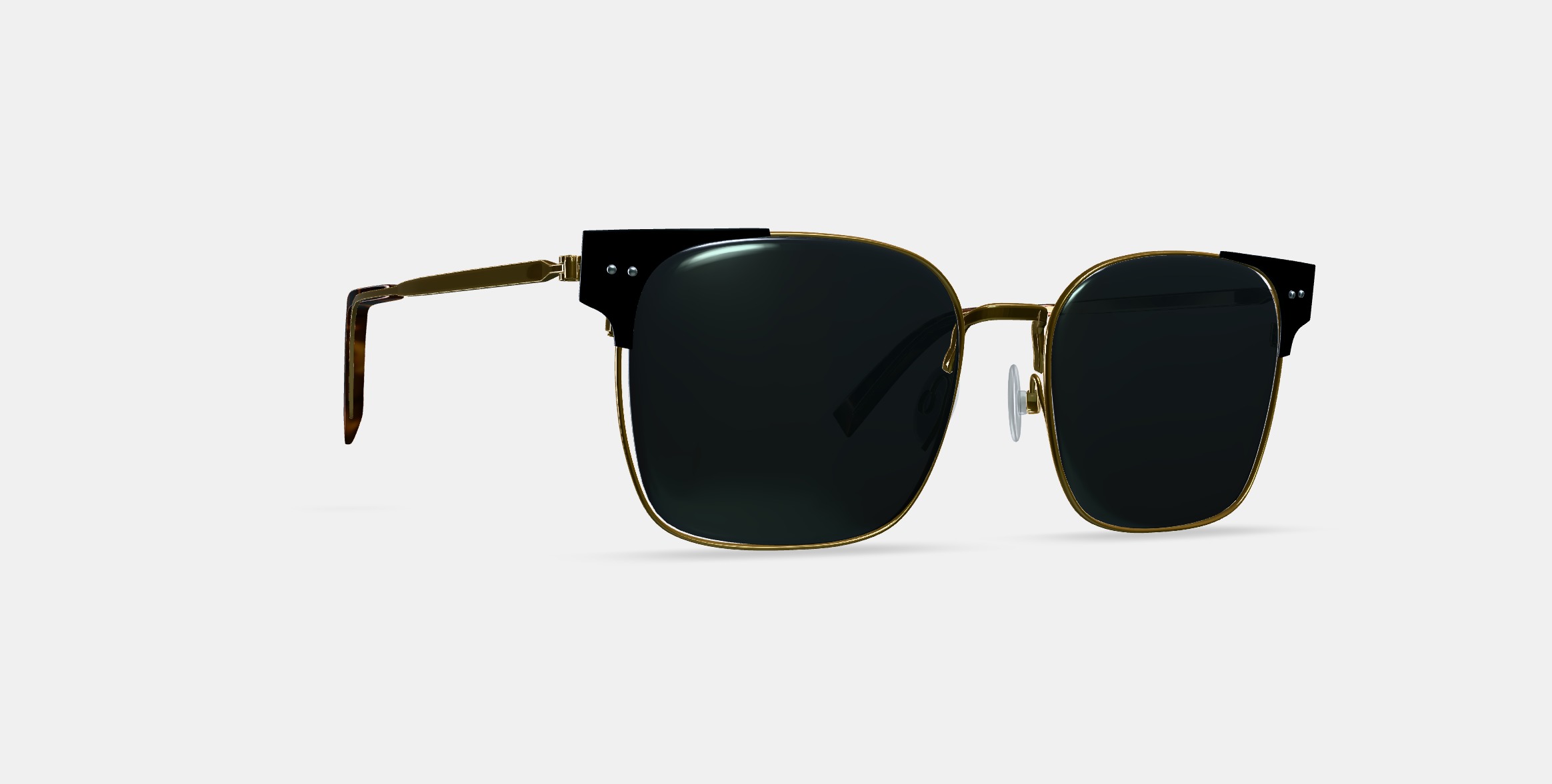 Ramona Sunglasses in Jet Black with Polished Gold 3D model_9
