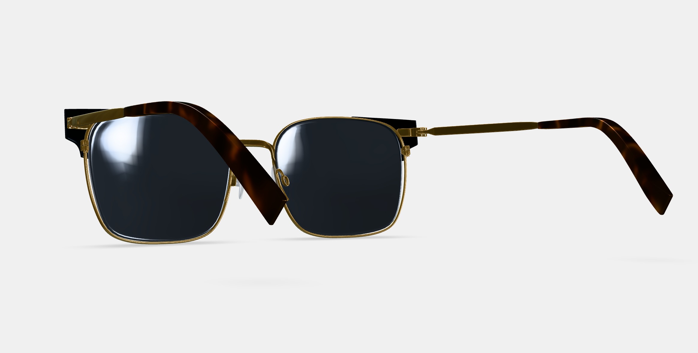 Ramona Sunglasses in Jet Black with Polished Gold 3D model_3