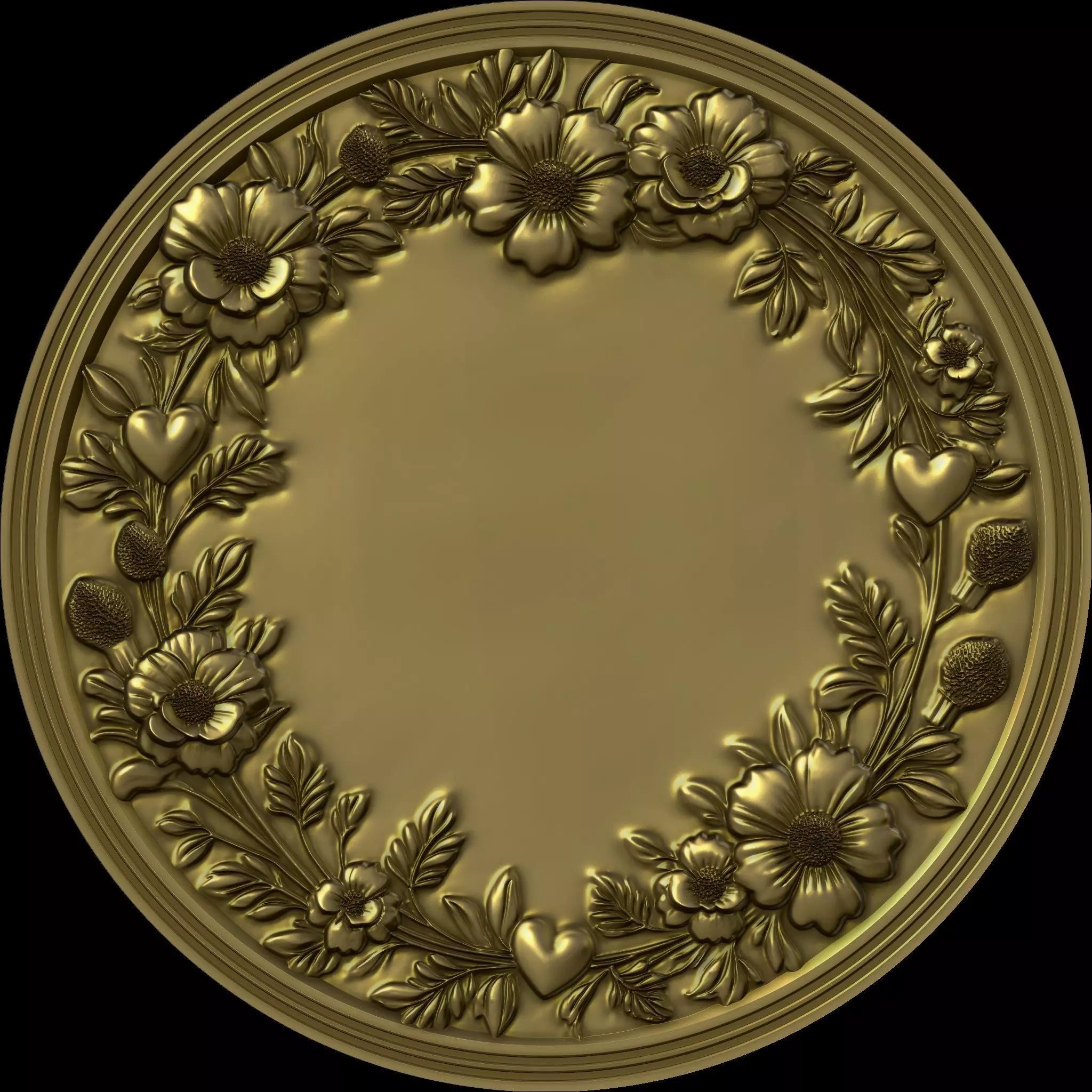 Blossom Harmony Floral Decorative Medallion STL file for CNC Free 3D print model_0