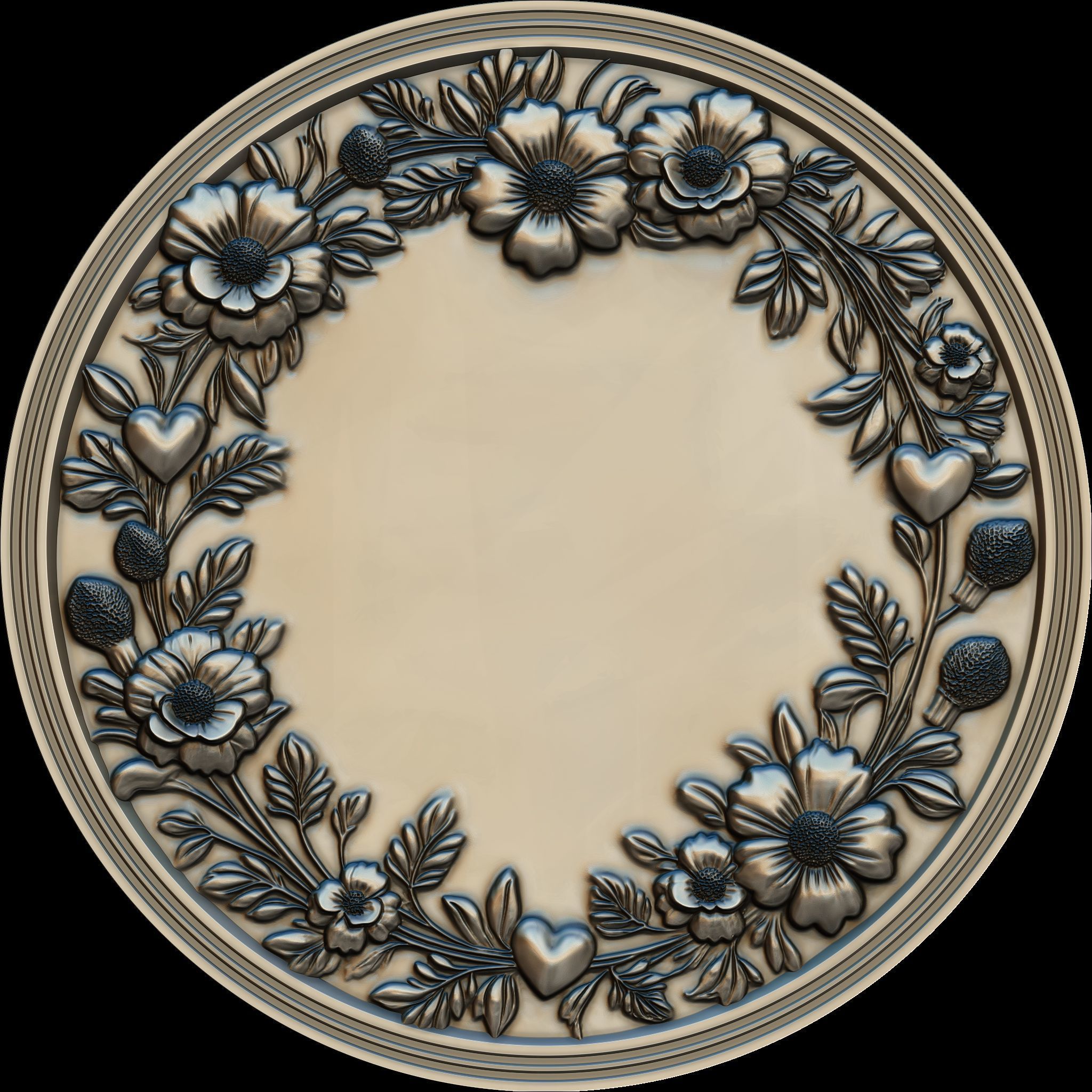 Blossom Harmony Floral Decorative Medallion STL file for CNC Free 3D print model_1