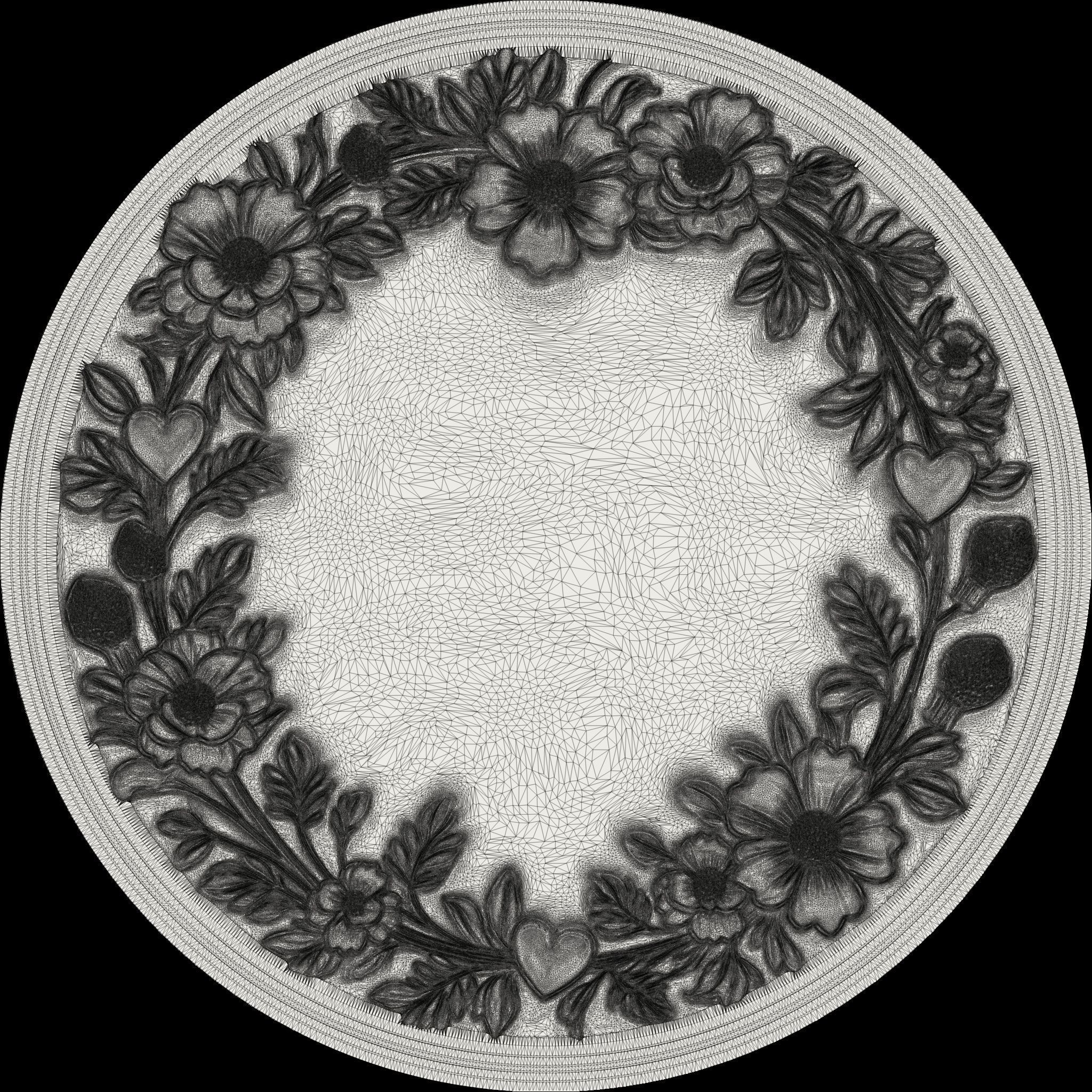 Blossom Harmony Floral Decorative Medallion STL file for CNC Free 3D print model_10