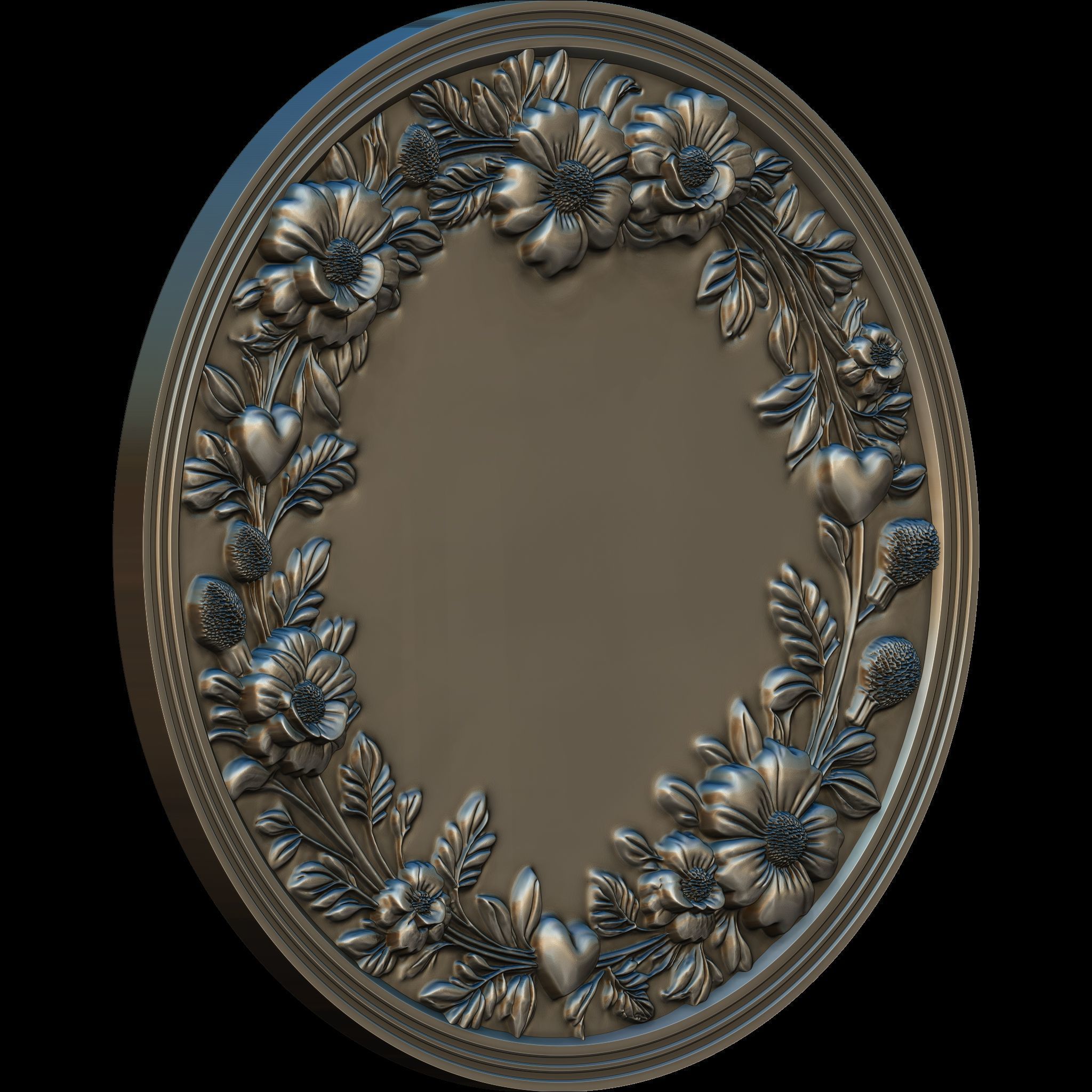 Blossom Harmony Floral Decorative Medallion STL file for CNC Free 3D print model_2