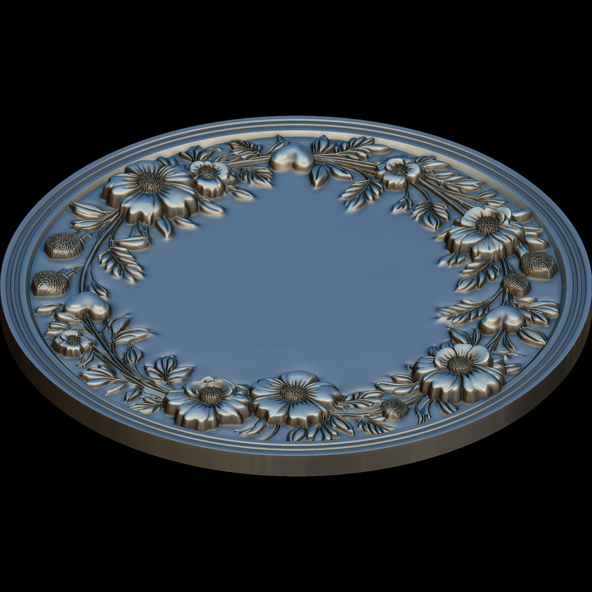 Blossom Harmony Floral Decorative Medallion STL file for CNC Free 3D print model_6