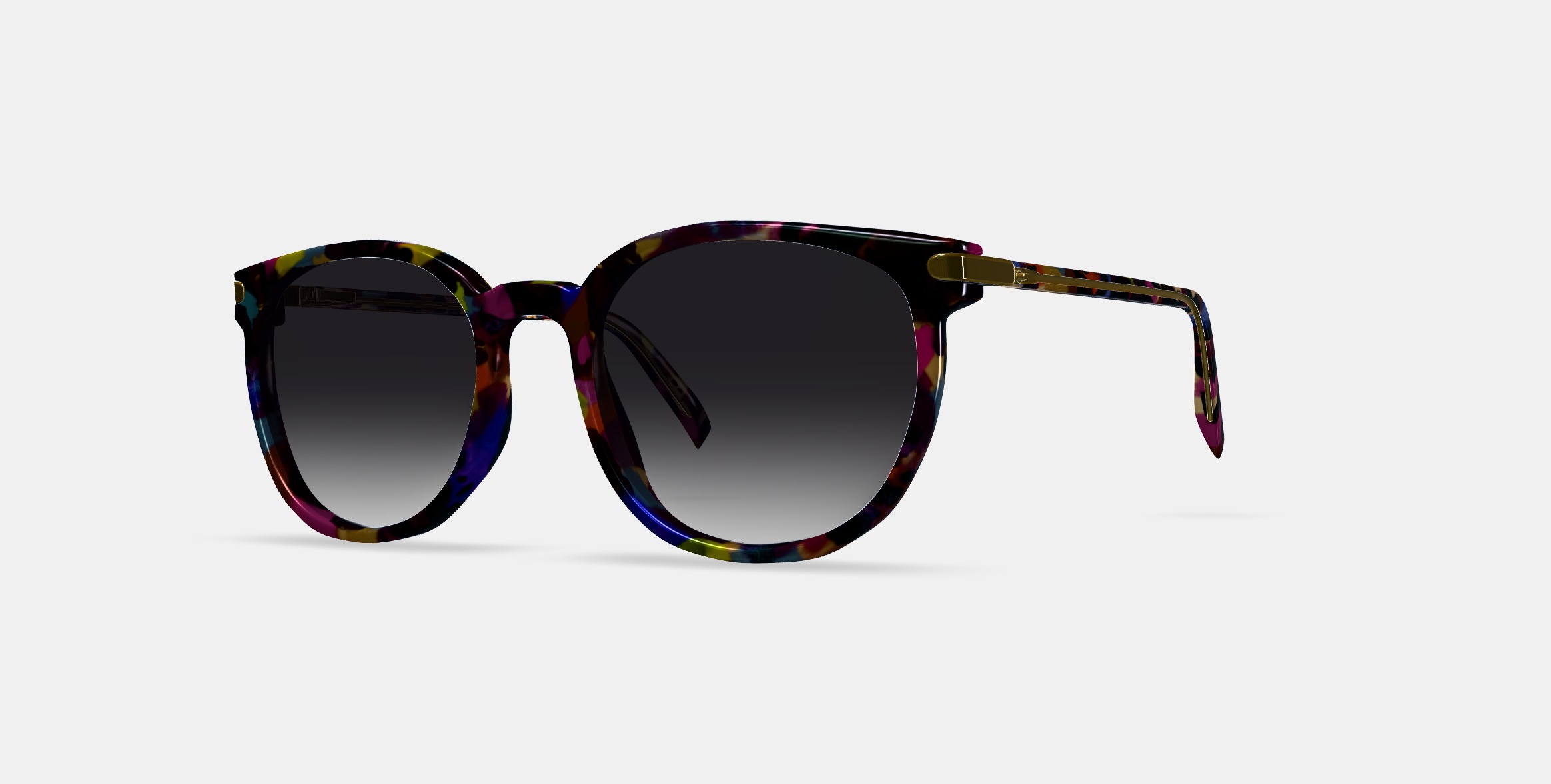 Gillian Sunglasses in Confetti Tortoise with Polished Gold 3D model_13