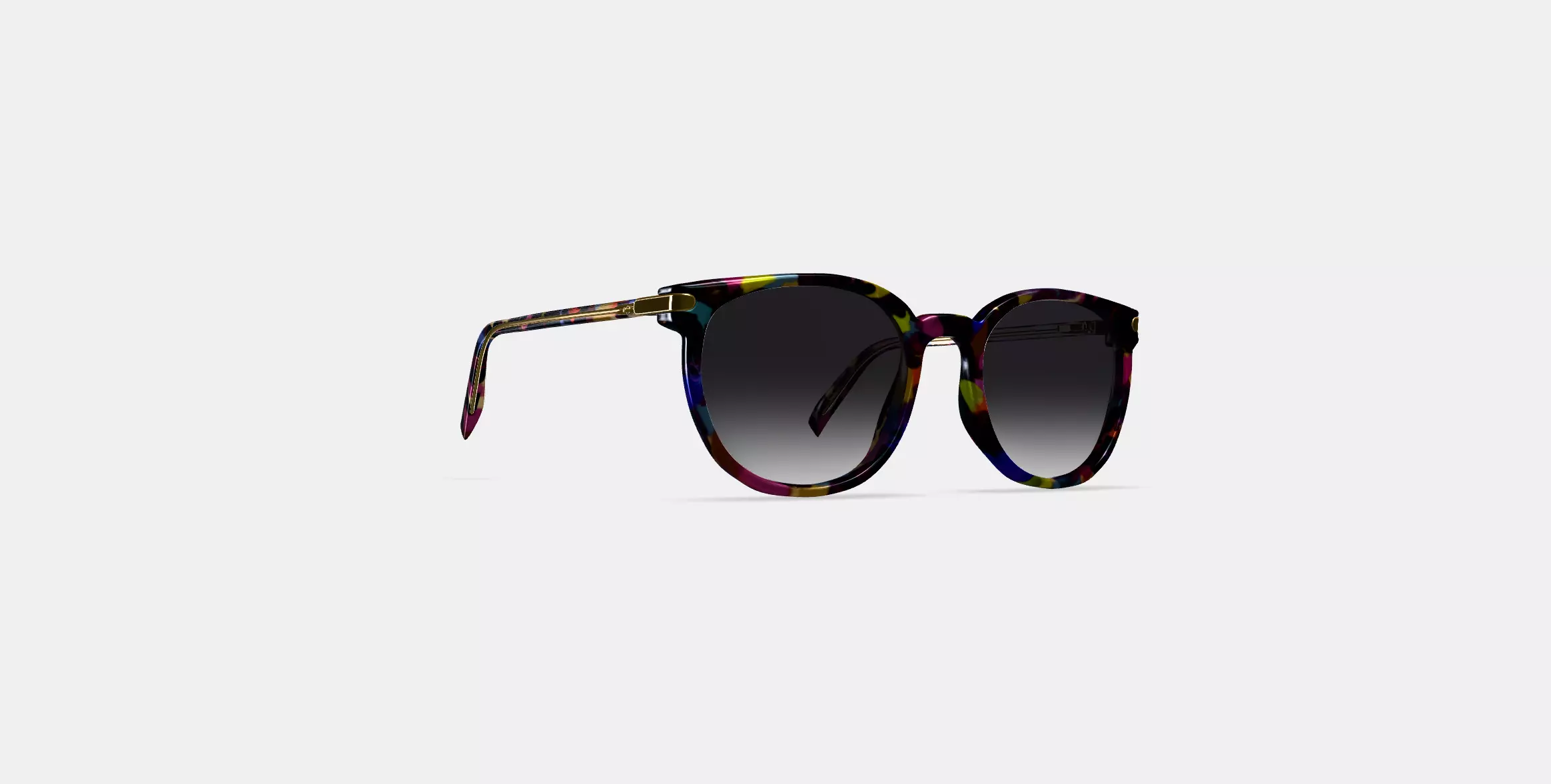 Gillian Sunglasses in Confetti Tortoise with Polished Gold 3D model_0