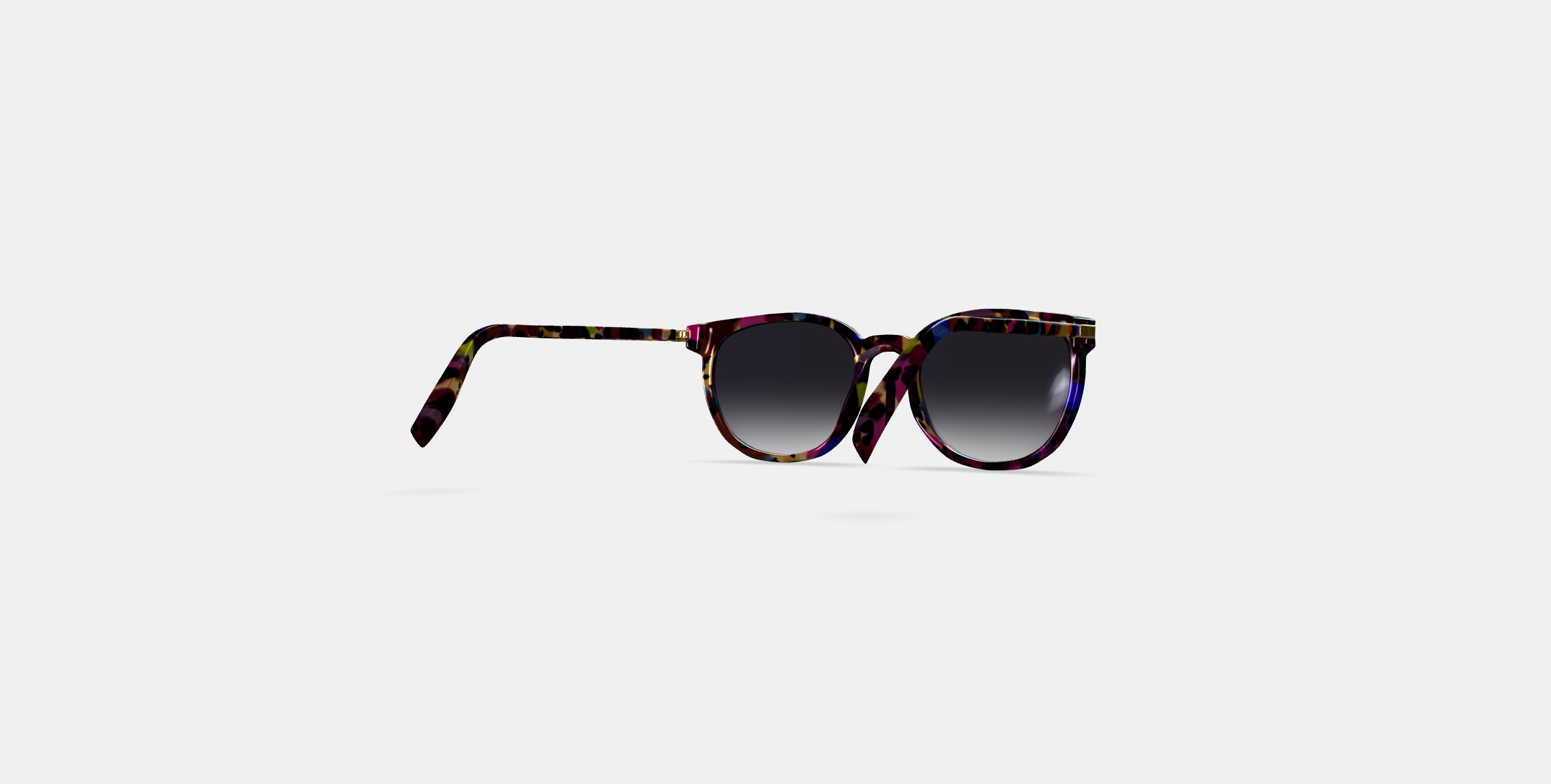 Gillian Sunglasses in Confetti Tortoise with Polished Gold 3D model_3