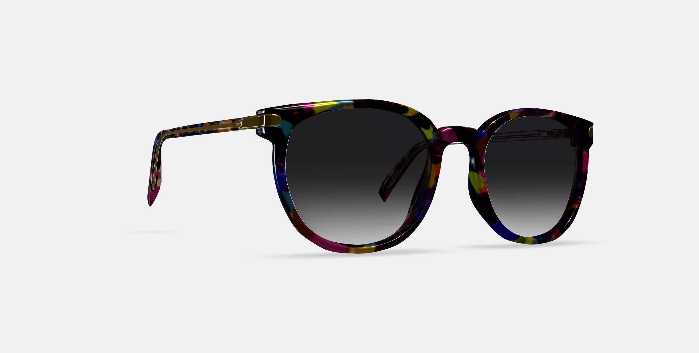 Gillian Sunglasses in Confetti Tortoise with Polished Gold 3D model_9
