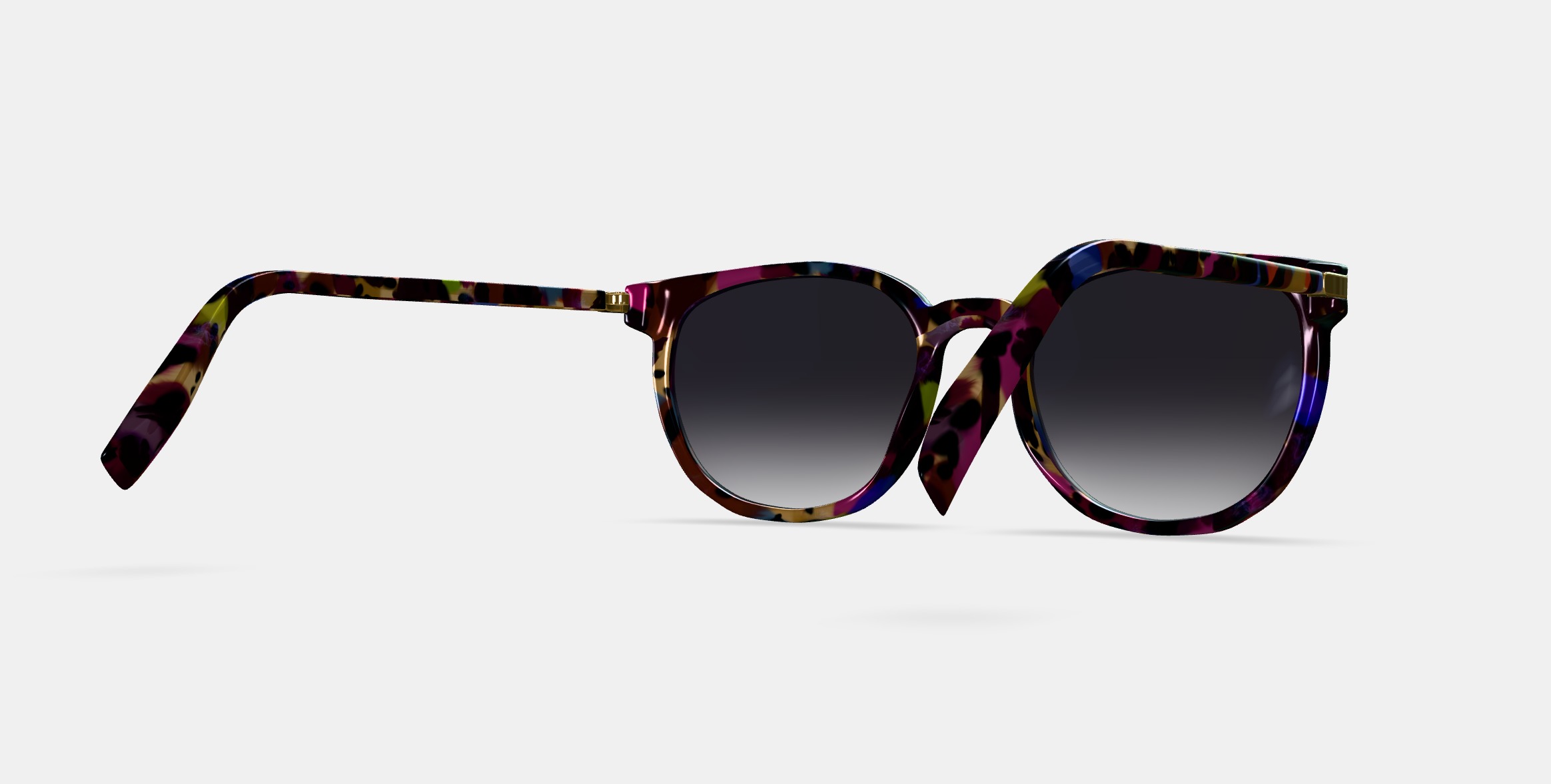 Gillian Sunglasses in Confetti Tortoise with Polished Gold 3D model_5