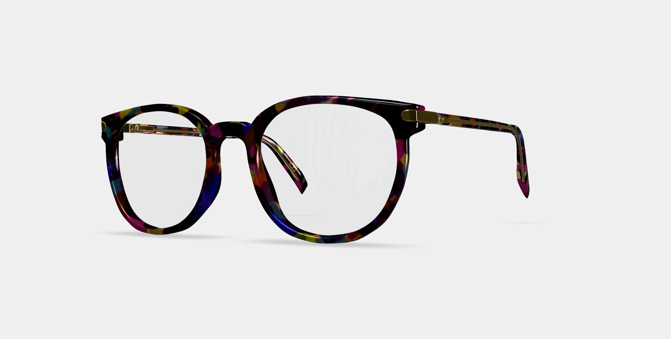 Gillian Eyeglasses in Confetti Tortoise with Polished Gold 3D model_14