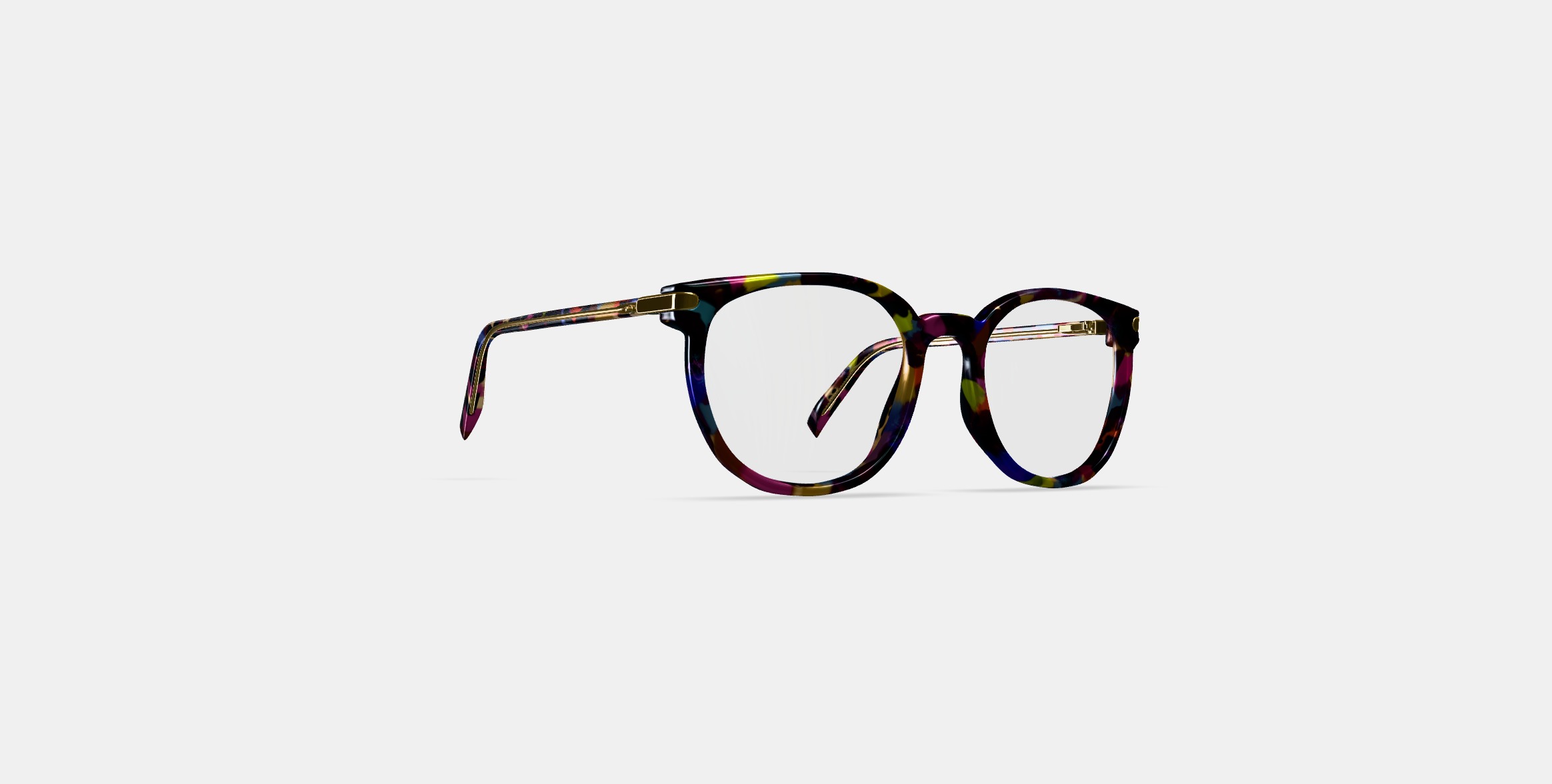 Gillian Eyeglasses in Confetti Tortoise with Polished Gold 3D model_3