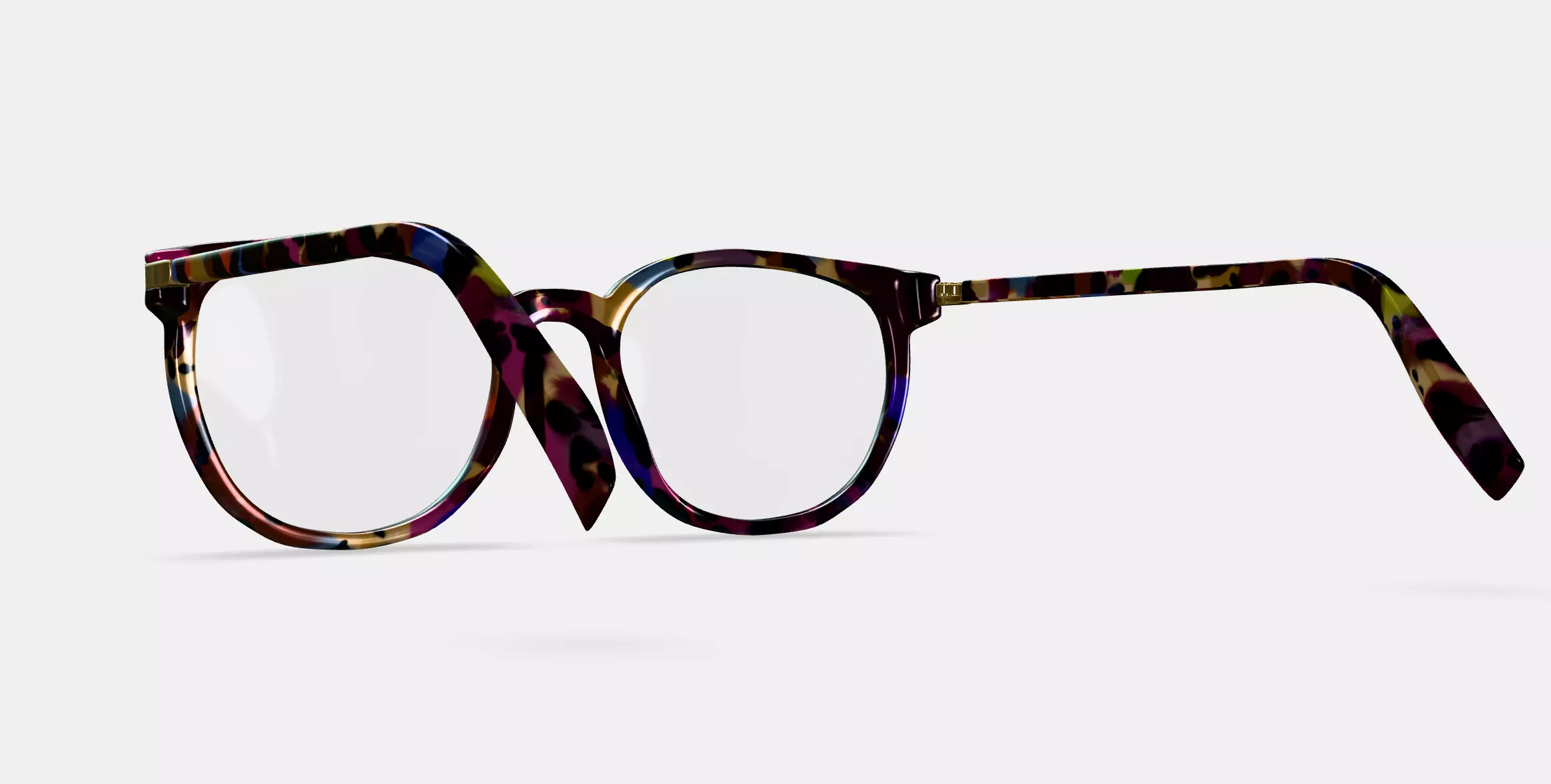 Gillian Eyeglasses in Confetti Tortoise with Polished Gold 3D model_0