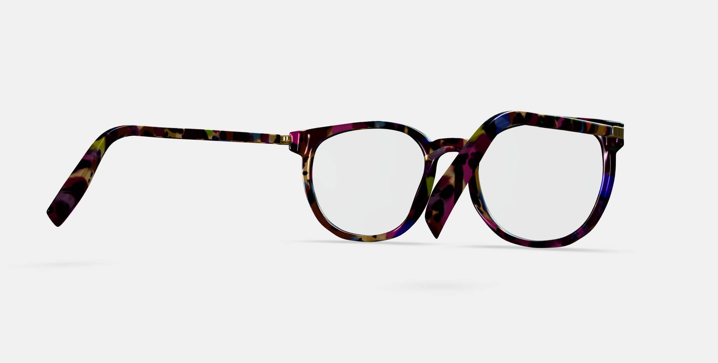 Gillian Eyeglasses in Confetti Tortoise with Polished Gold 3D model_7