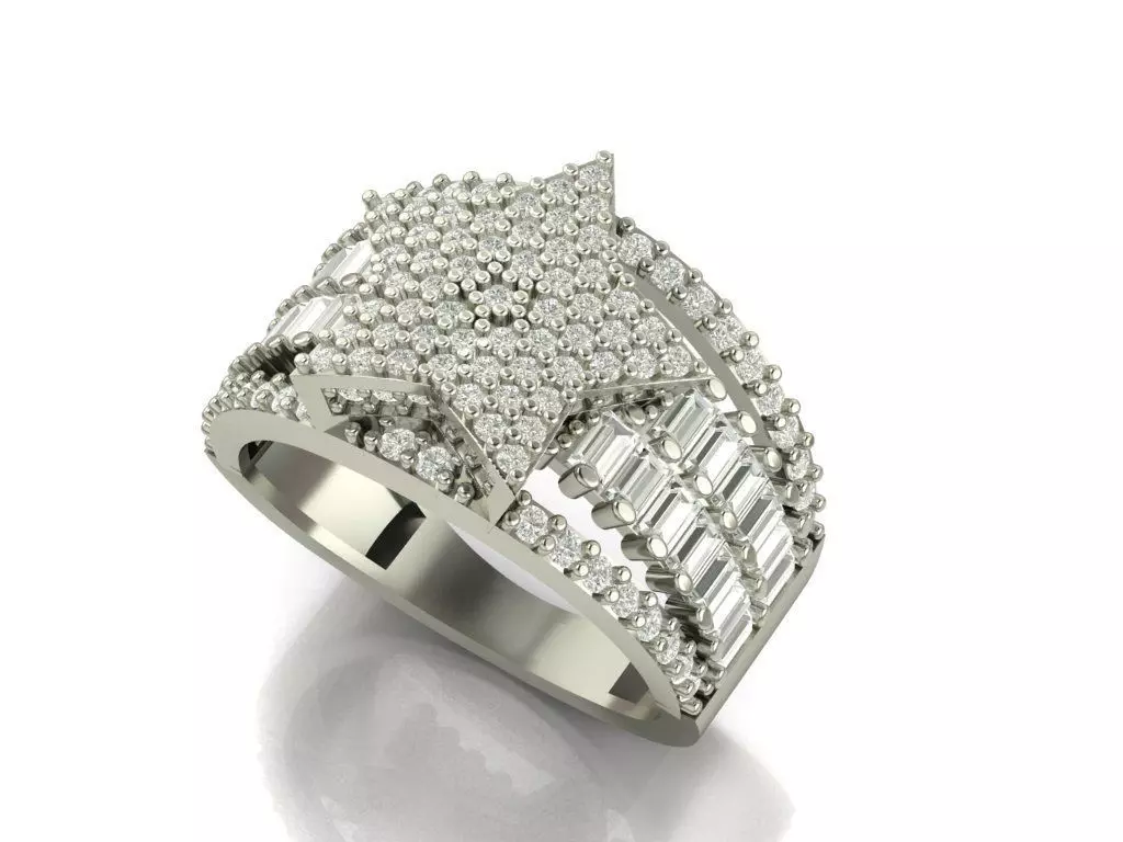  star diamond ring 3D print model_0