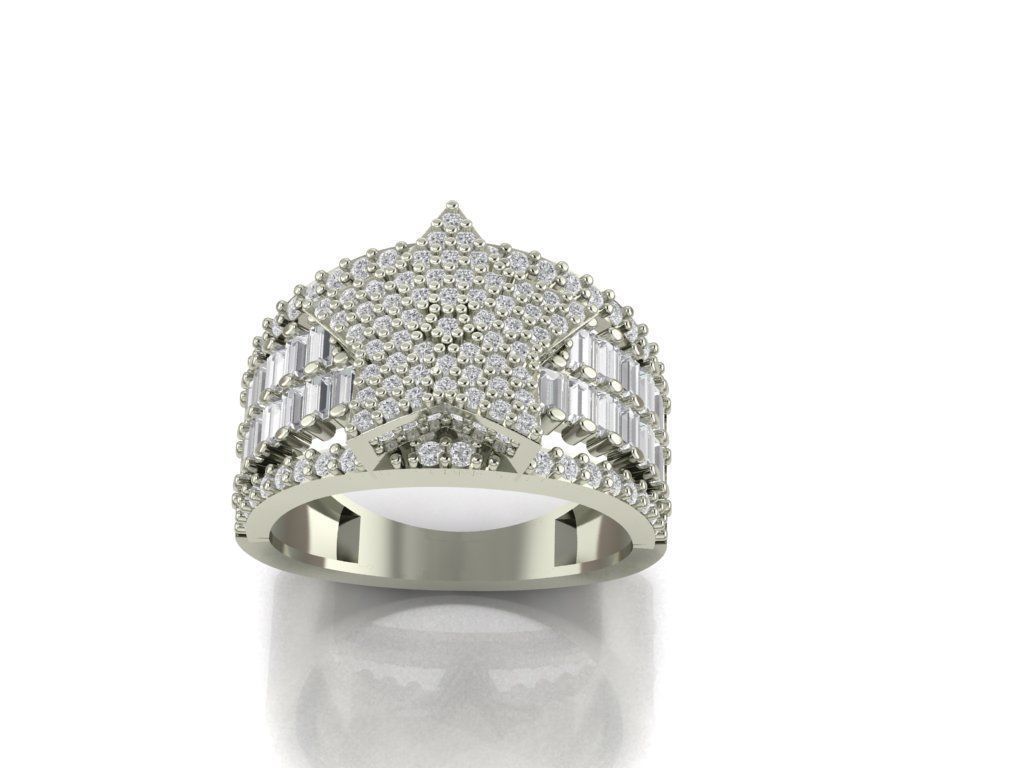  star diamond ring 3D print model_1