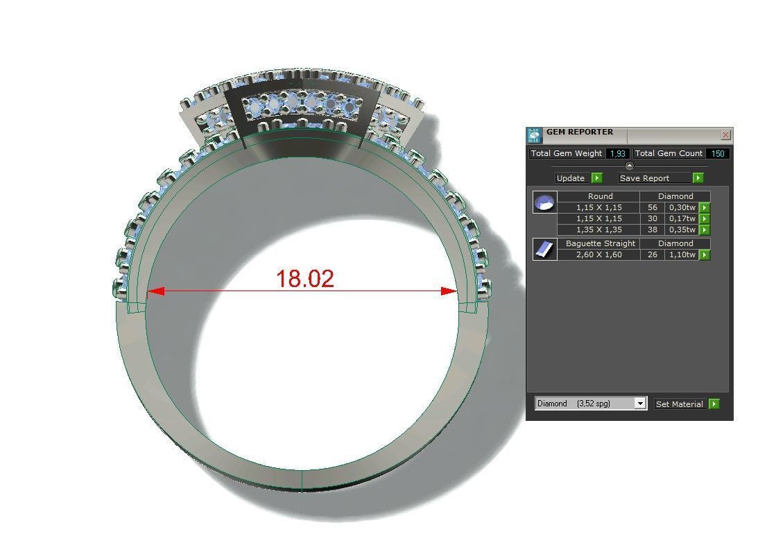 star diamond ring 3D print model_3