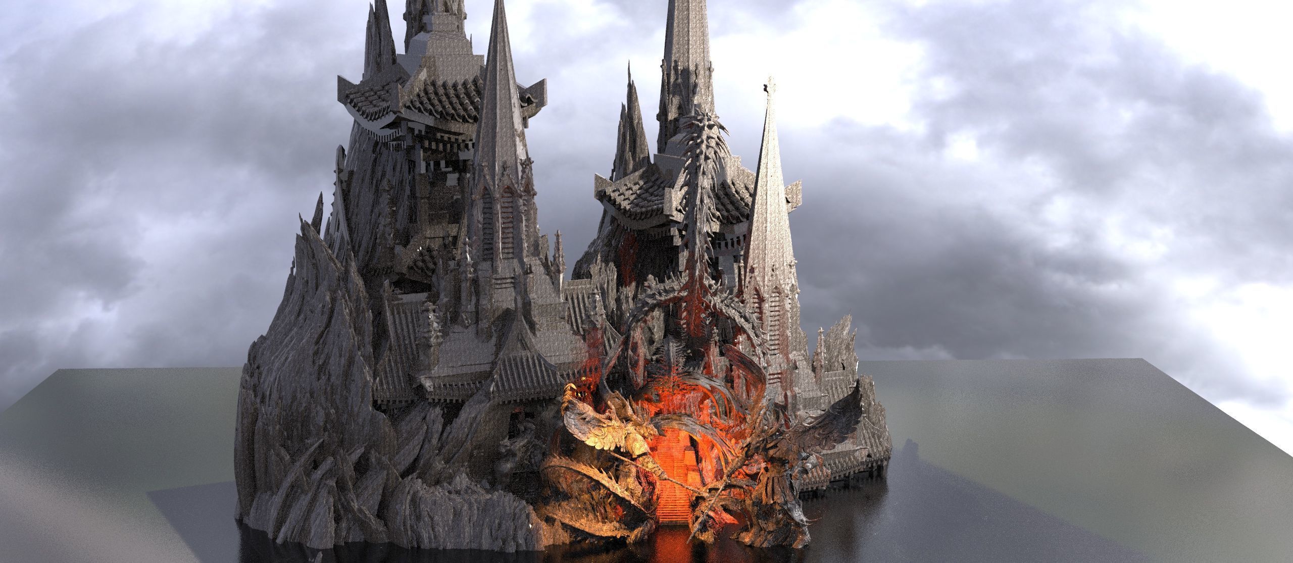 Ancient Jorogumo mountain 4  3D model_1