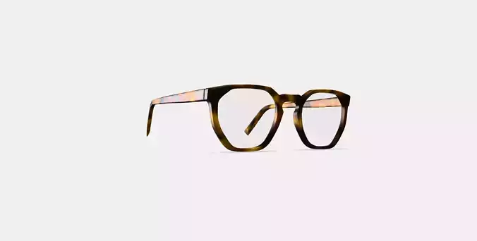 Tobias Eyeglasses in Woodgrain Tortoise Matte 3D model