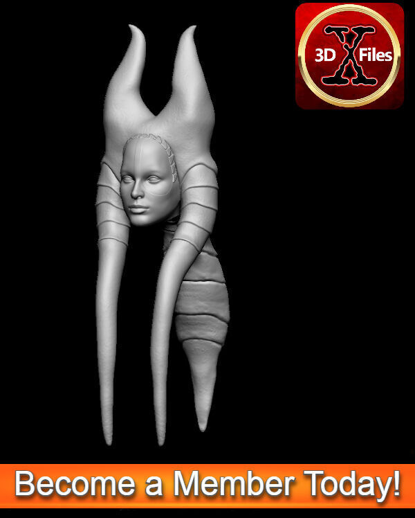 Shaak-ti Jedi Head Sculpt - Star Wars Action Figure - DIY Custom 3D print model_3