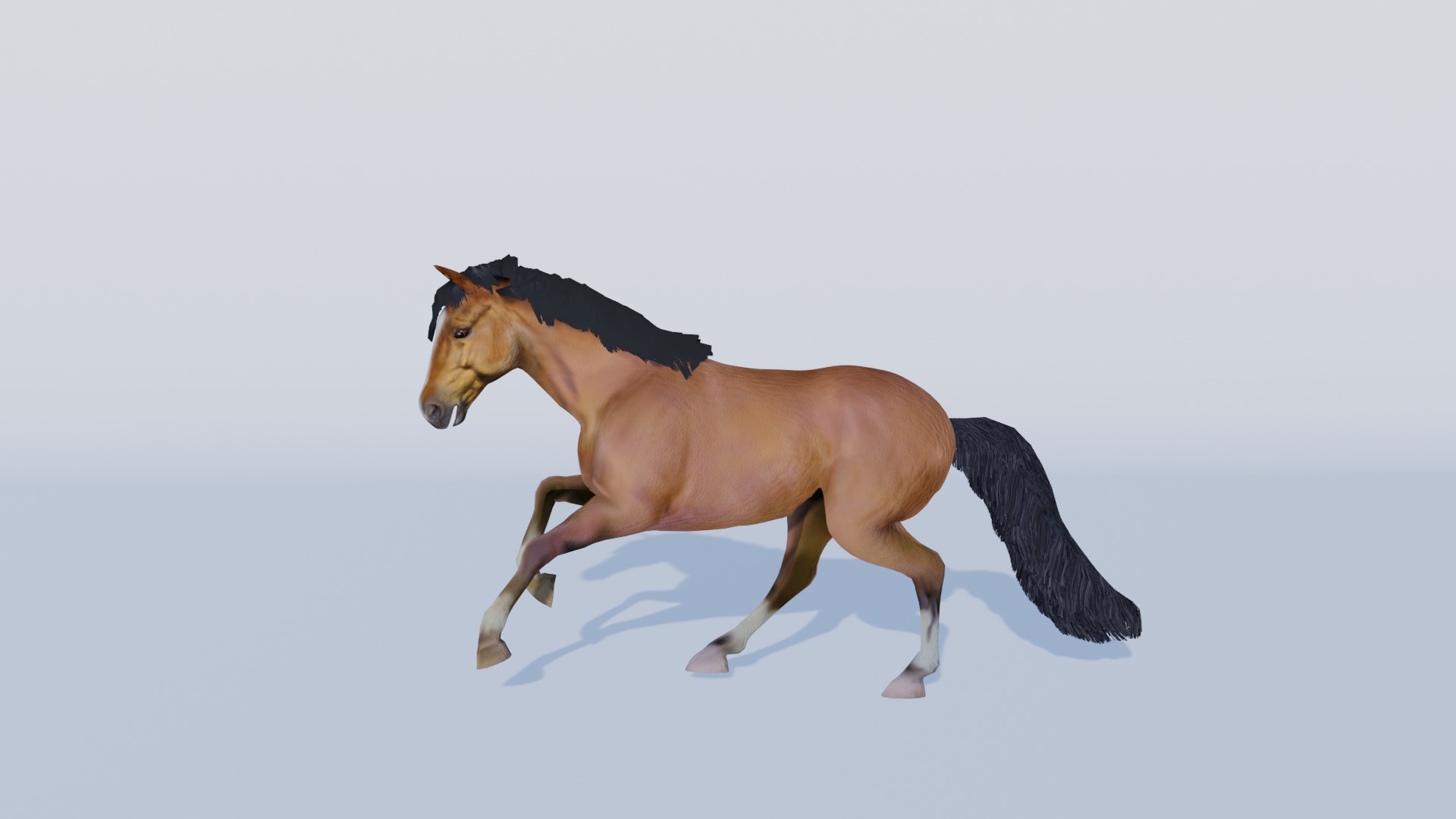 3D Model of a Brown Horse Low-poly 3D model_5