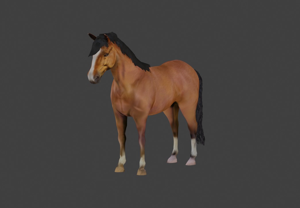 3D Model of a Brown Horse Low-poly 3D model_9