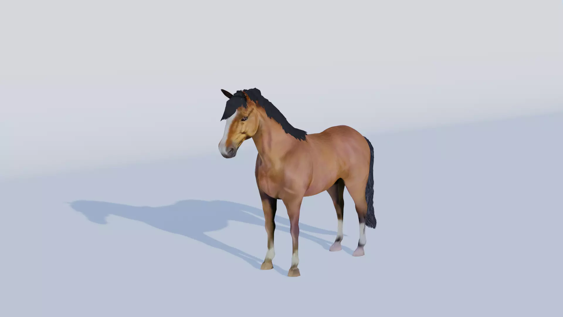 3D Model of a Brown Horse Low-poly 3D model_0