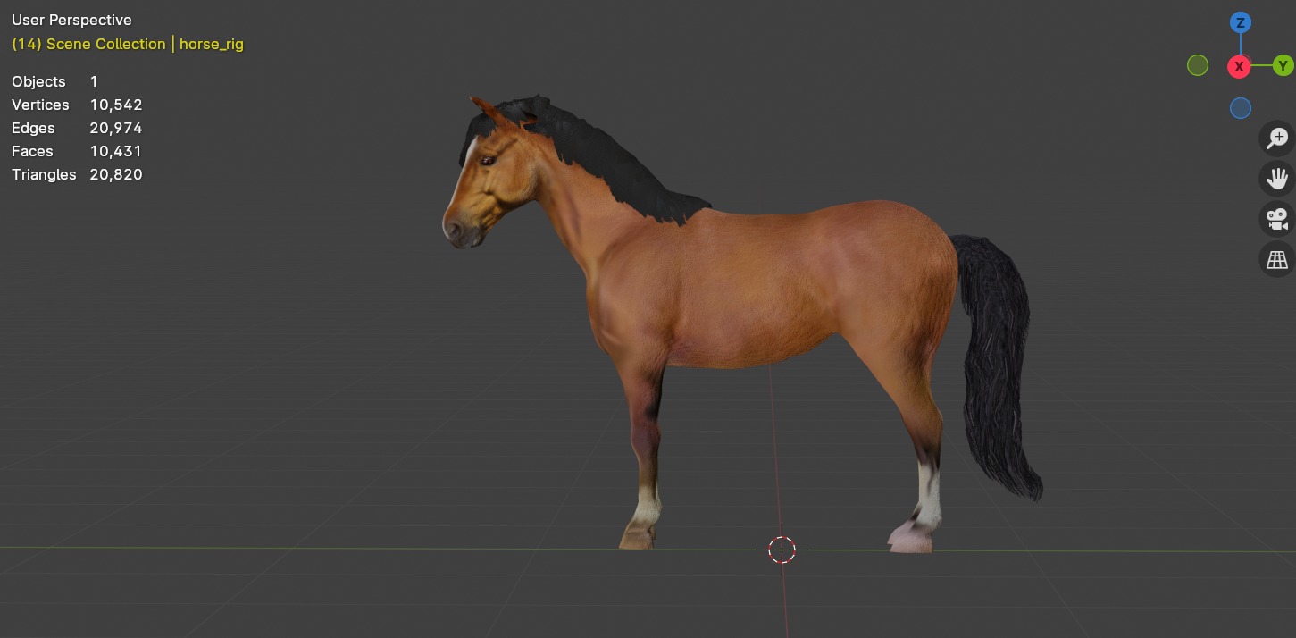3D Model of a Brown Horse Low-poly 3D model_8