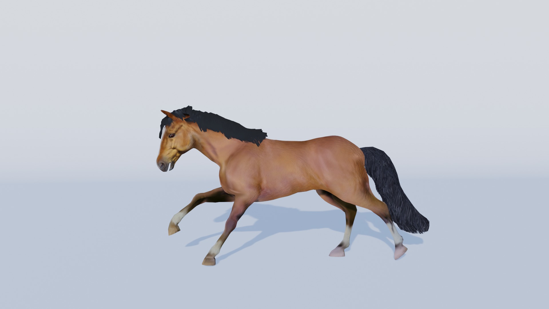 3D Model of a Brown Horse Low-poly 3D model_7
