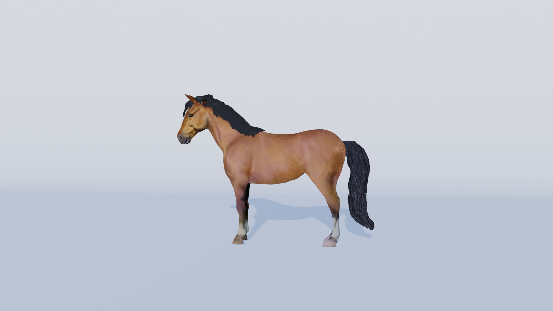 3D Model of a Brown Horse Low-poly 3D model_3