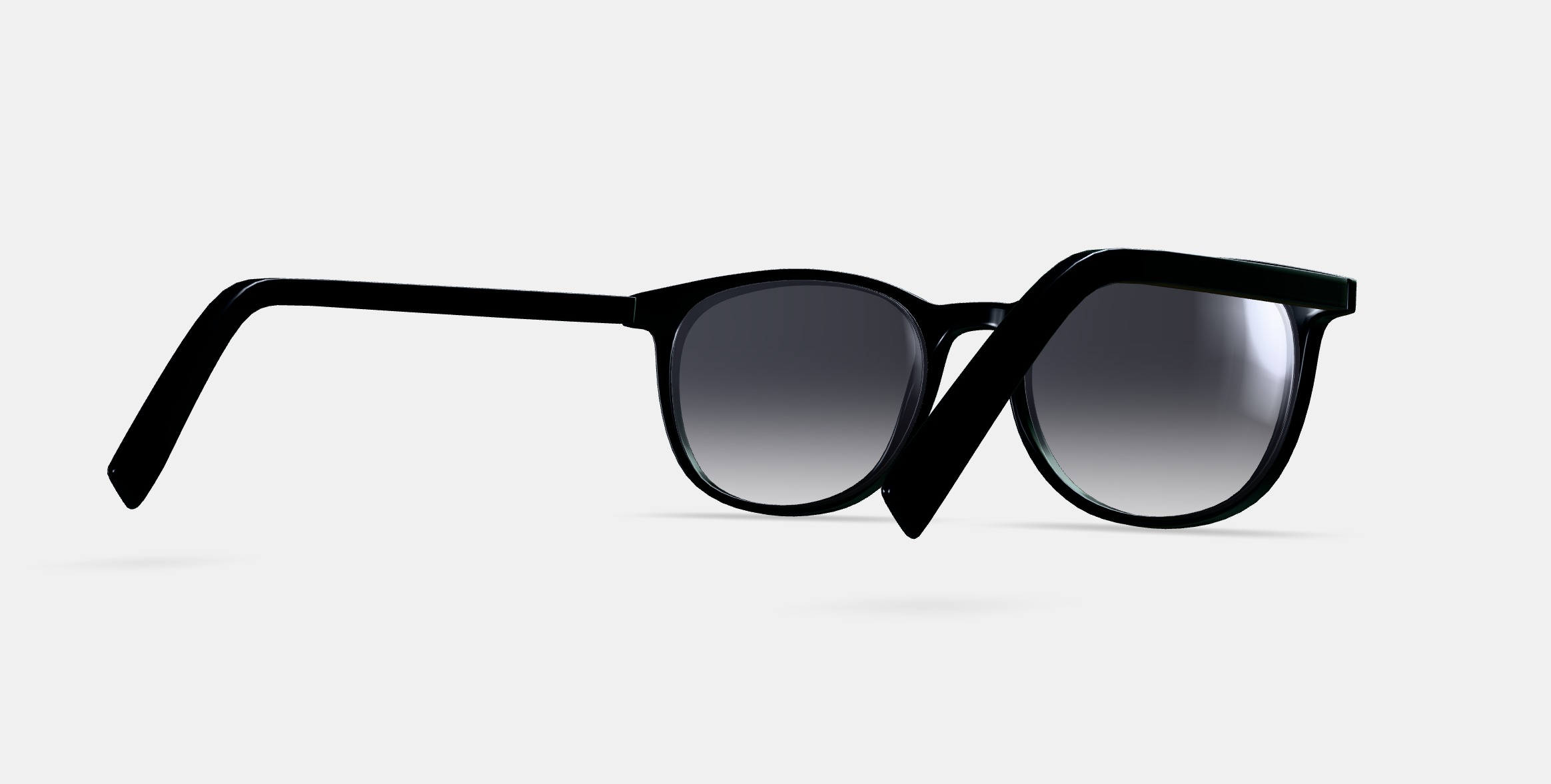 Durand Sunglasses in Jet Black with Polished Gold 3D model_6