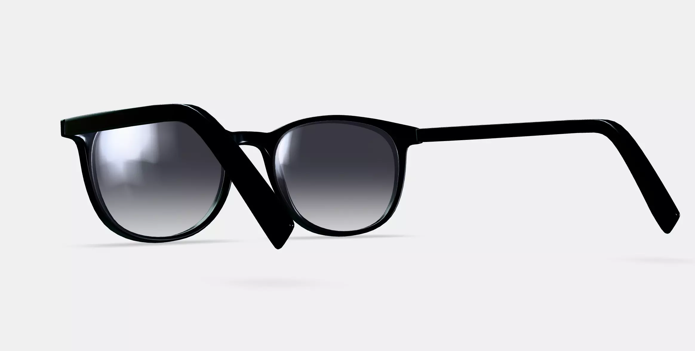 Durand Sunglasses in Jet Black with Polished Gold 3D model_0