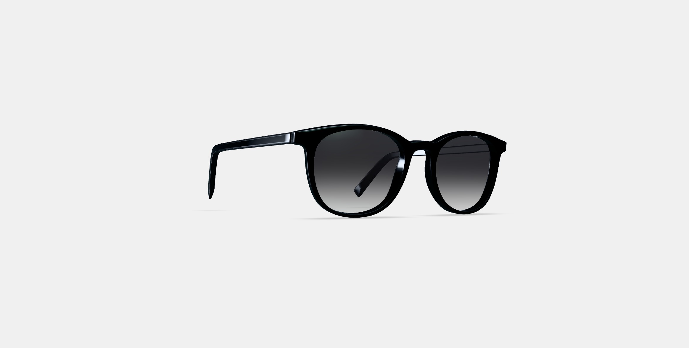 Durand Sunglasses in Jet Black with Polished Gold 3D model_2