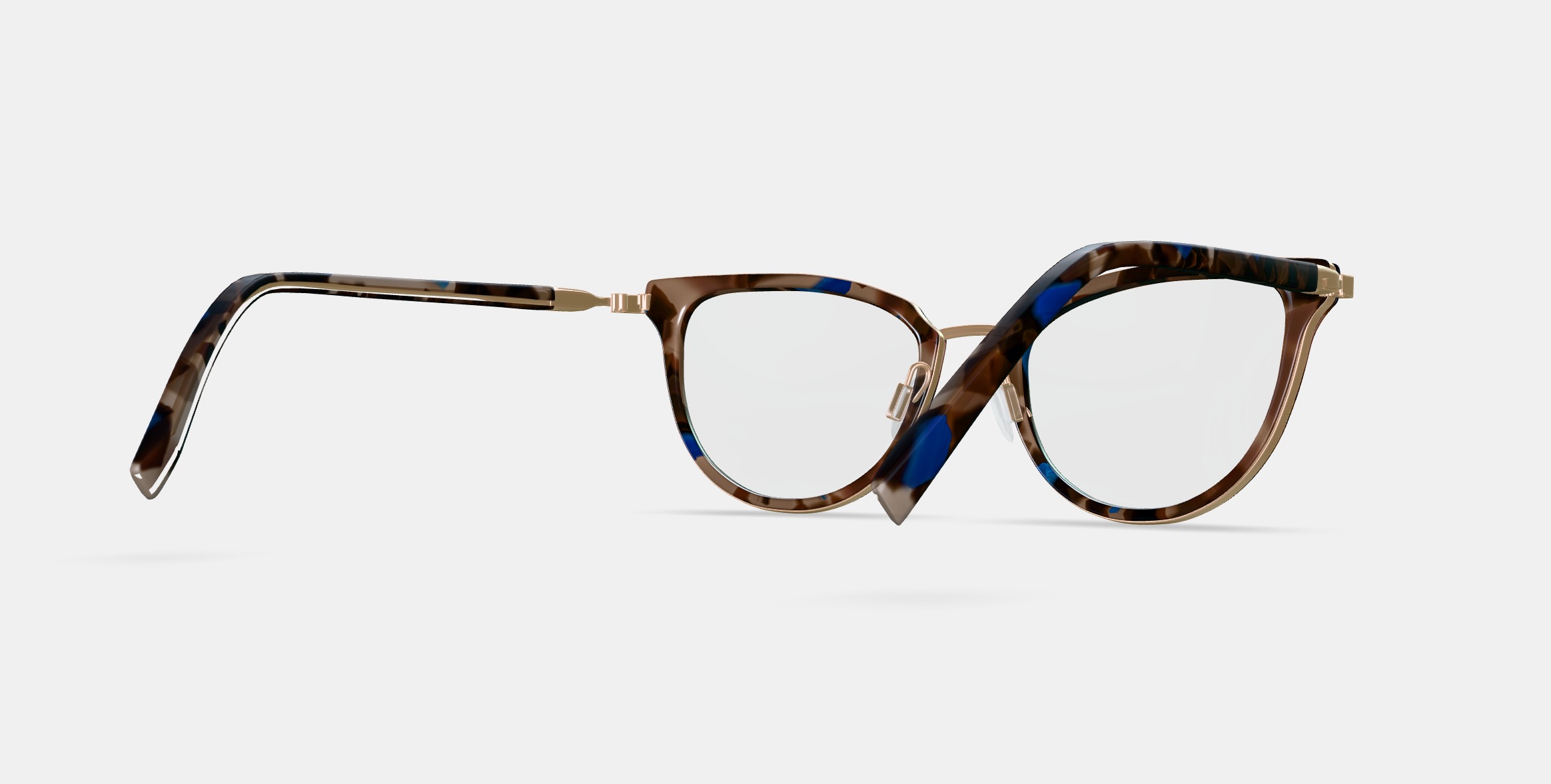 Toula Eyeglasses in Tanzanite Tortoise with Polished Gold 3D model_6