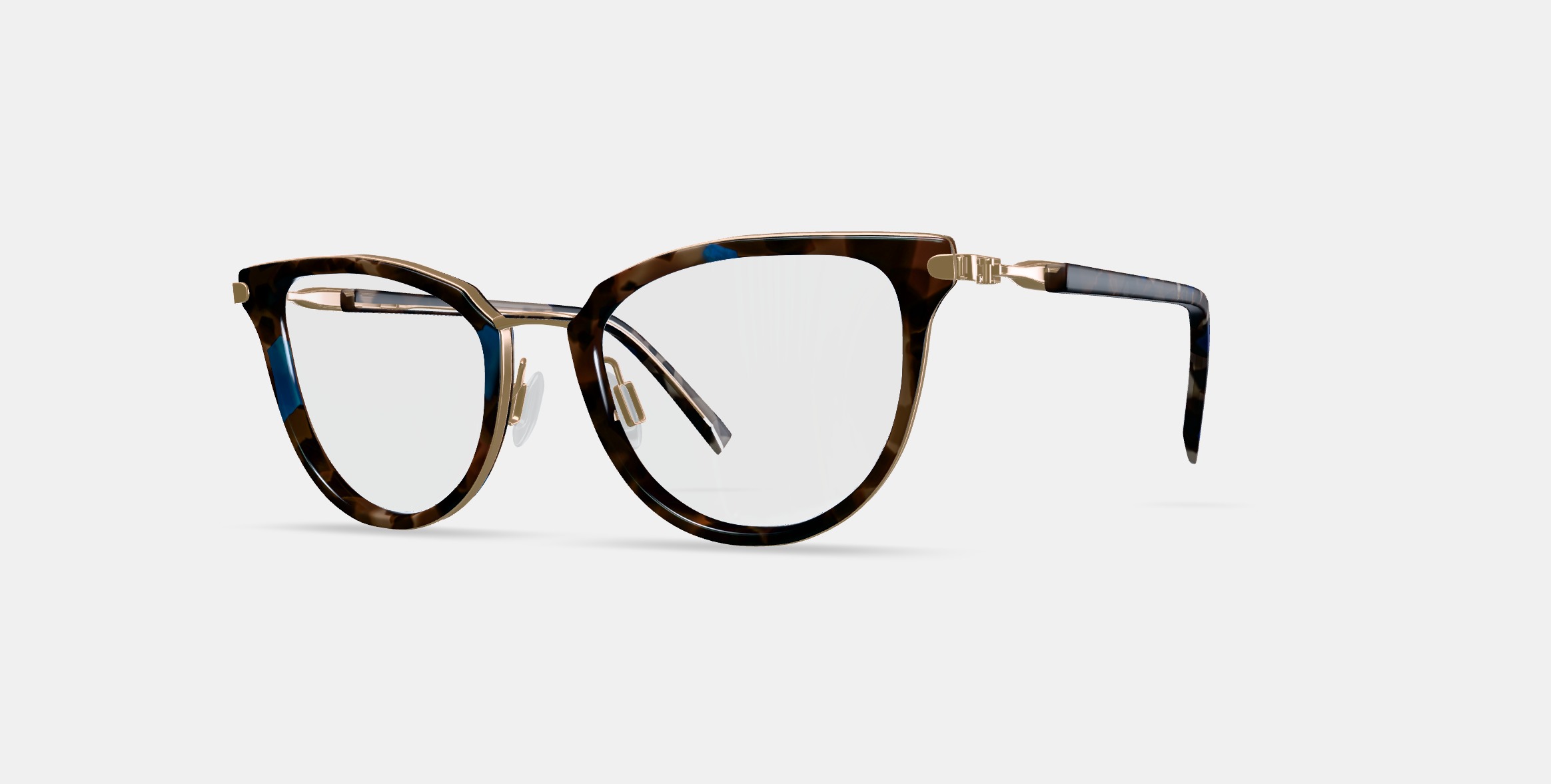 Toula Eyeglasses in Tanzanite Tortoise with Polished Gold 3D model_13