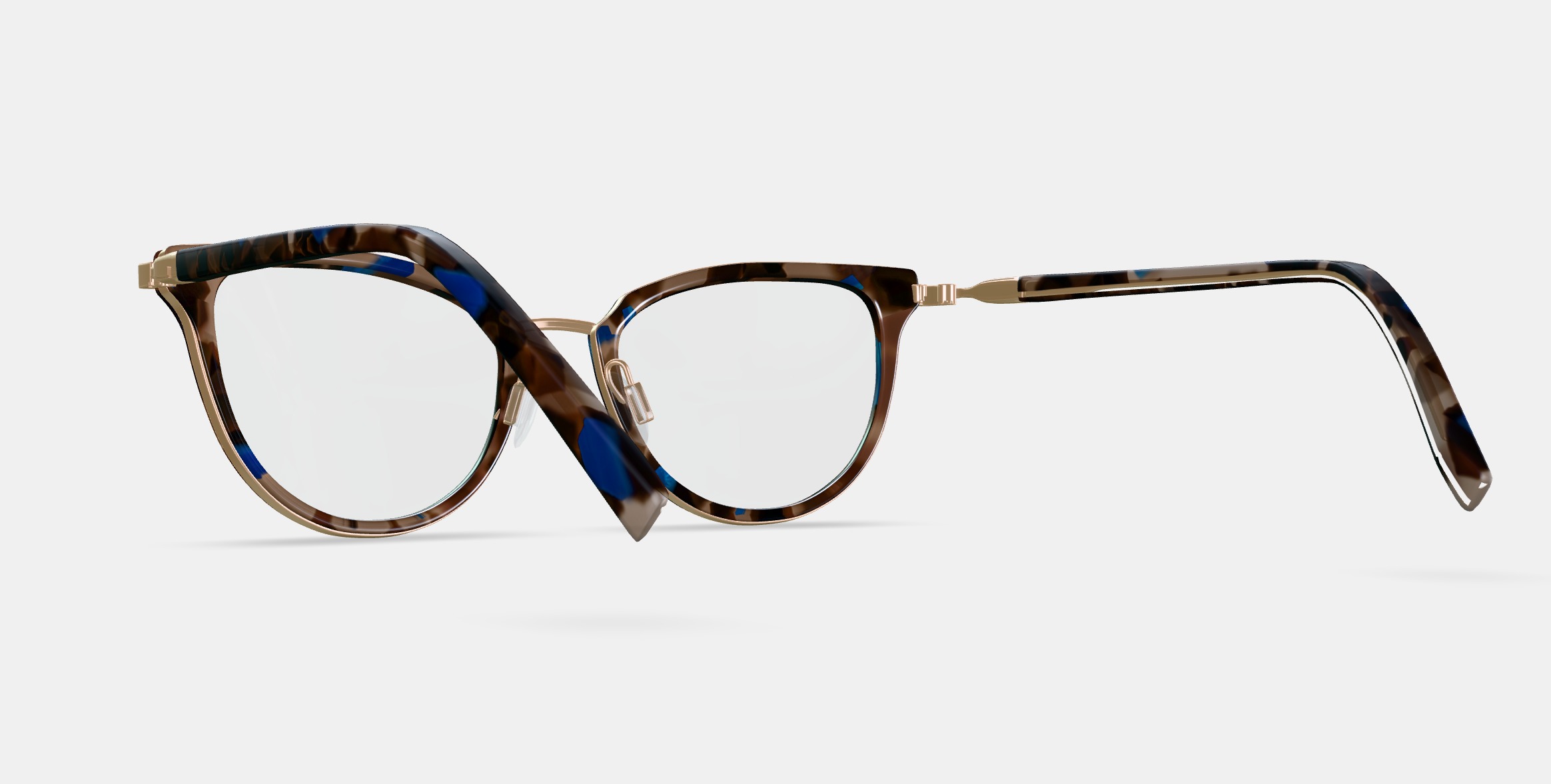 Toula Eyeglasses in Tanzanite Tortoise with Polished Gold 3D model_2