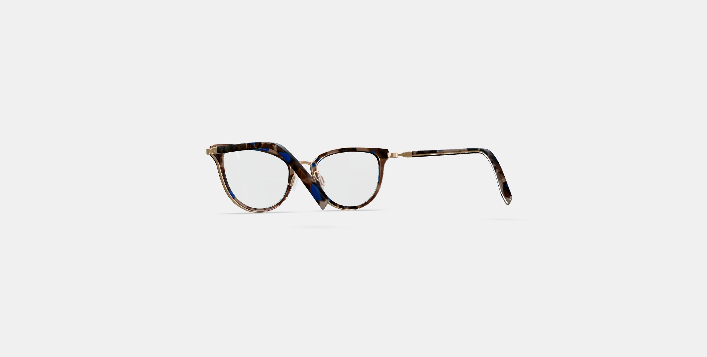 Toula Eyeglasses in Tanzanite Tortoise with Polished Gold 3D model_16