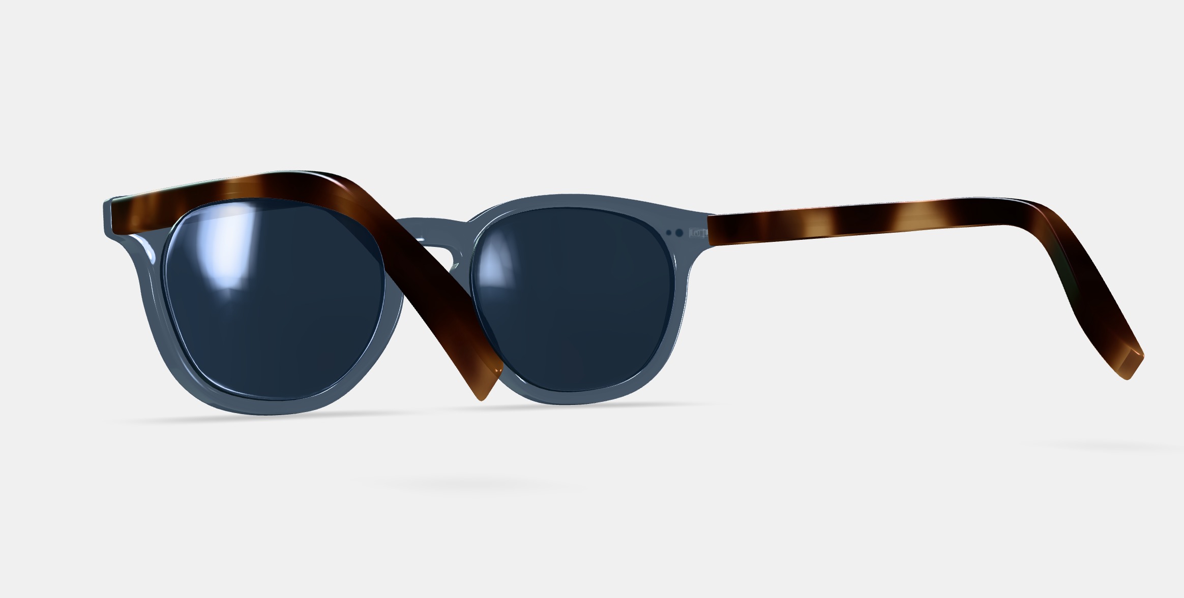 Toddy Sunglasses in Azure Crystal with Oak Barrel 3D model_2