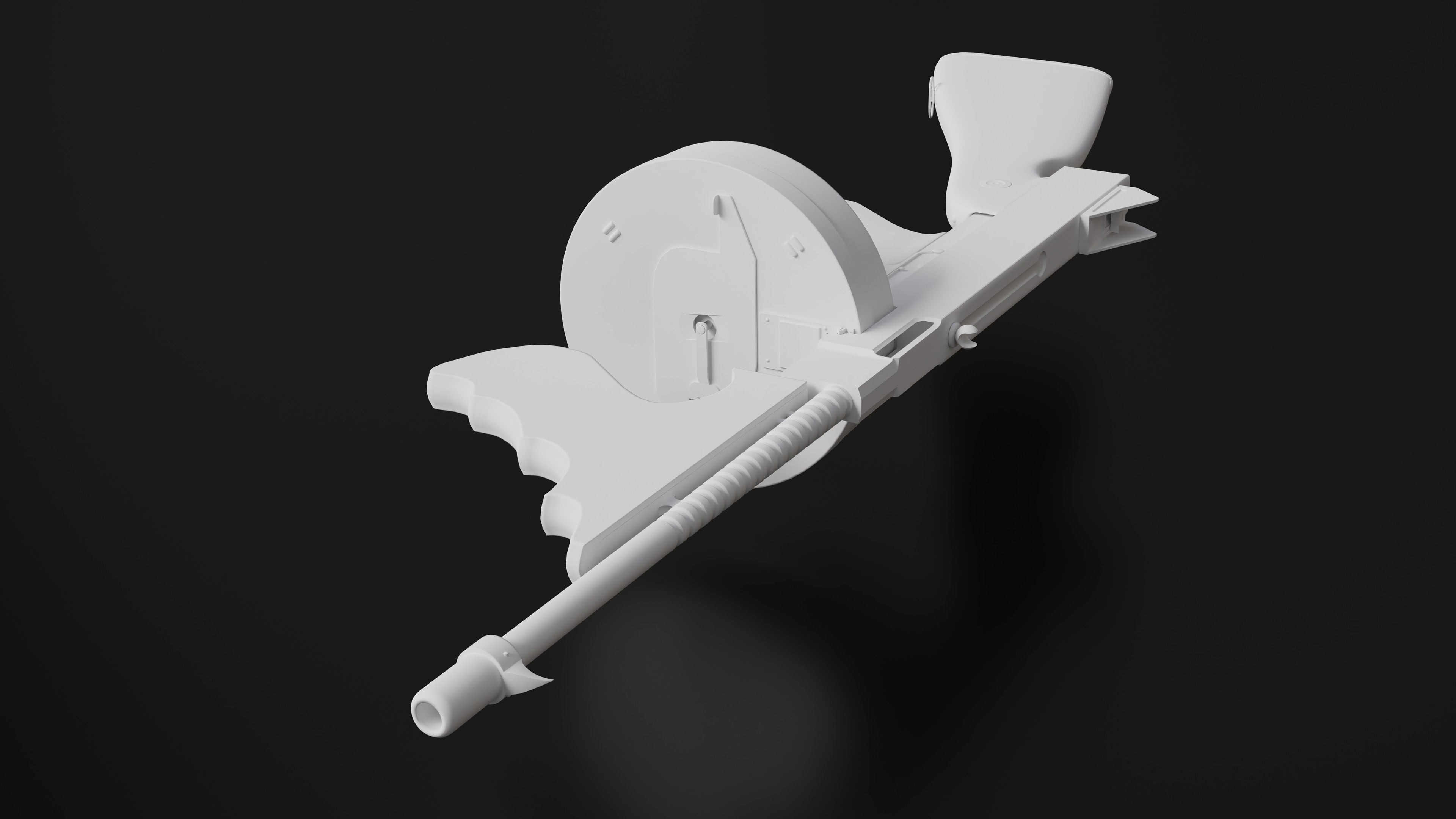 Tommy Gun Low Poly Model With Round Mag Low-poly 3D model_9