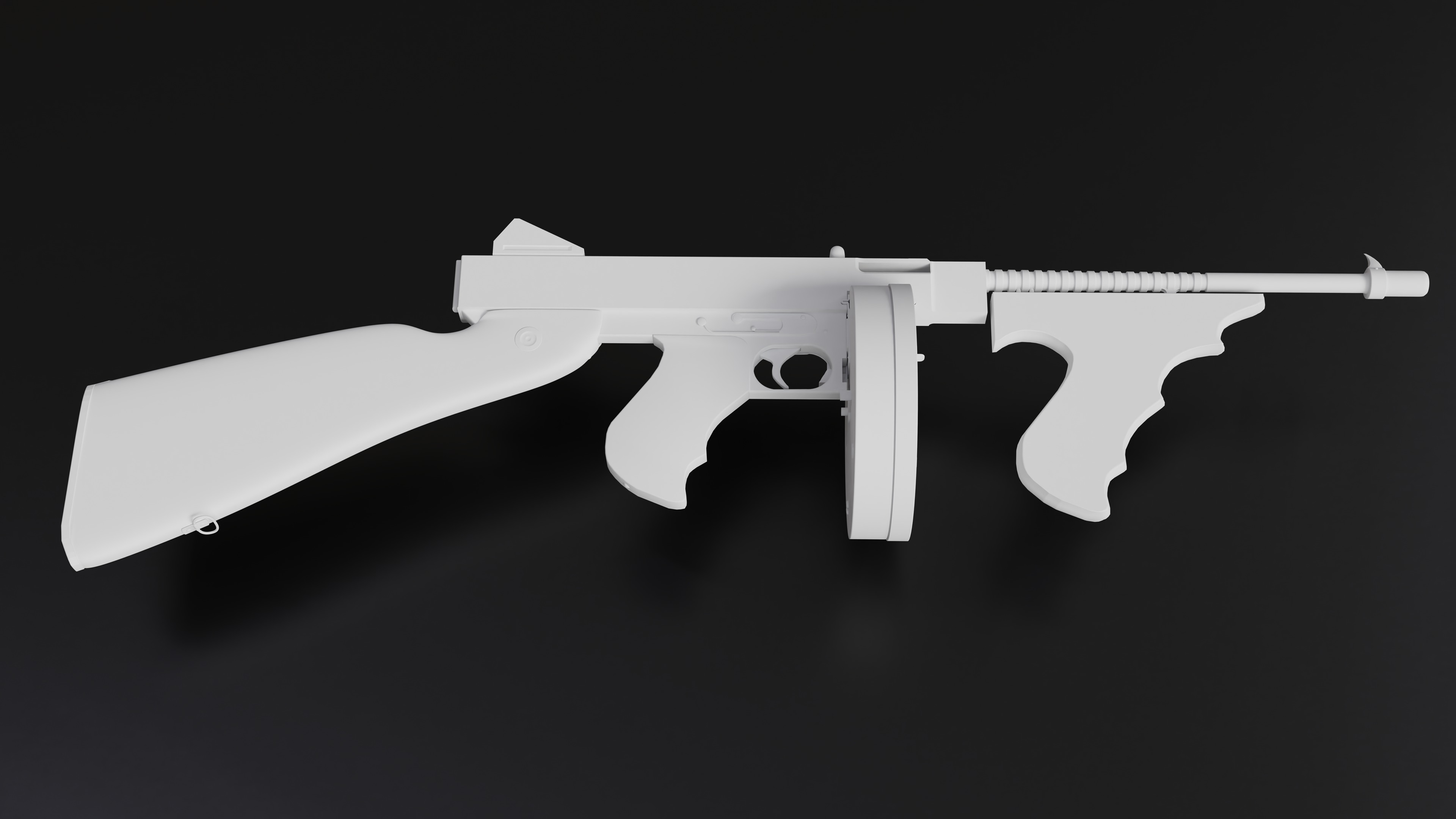 Tommy Gun Low Poly Model With Round Mag Low-poly 3D model_4