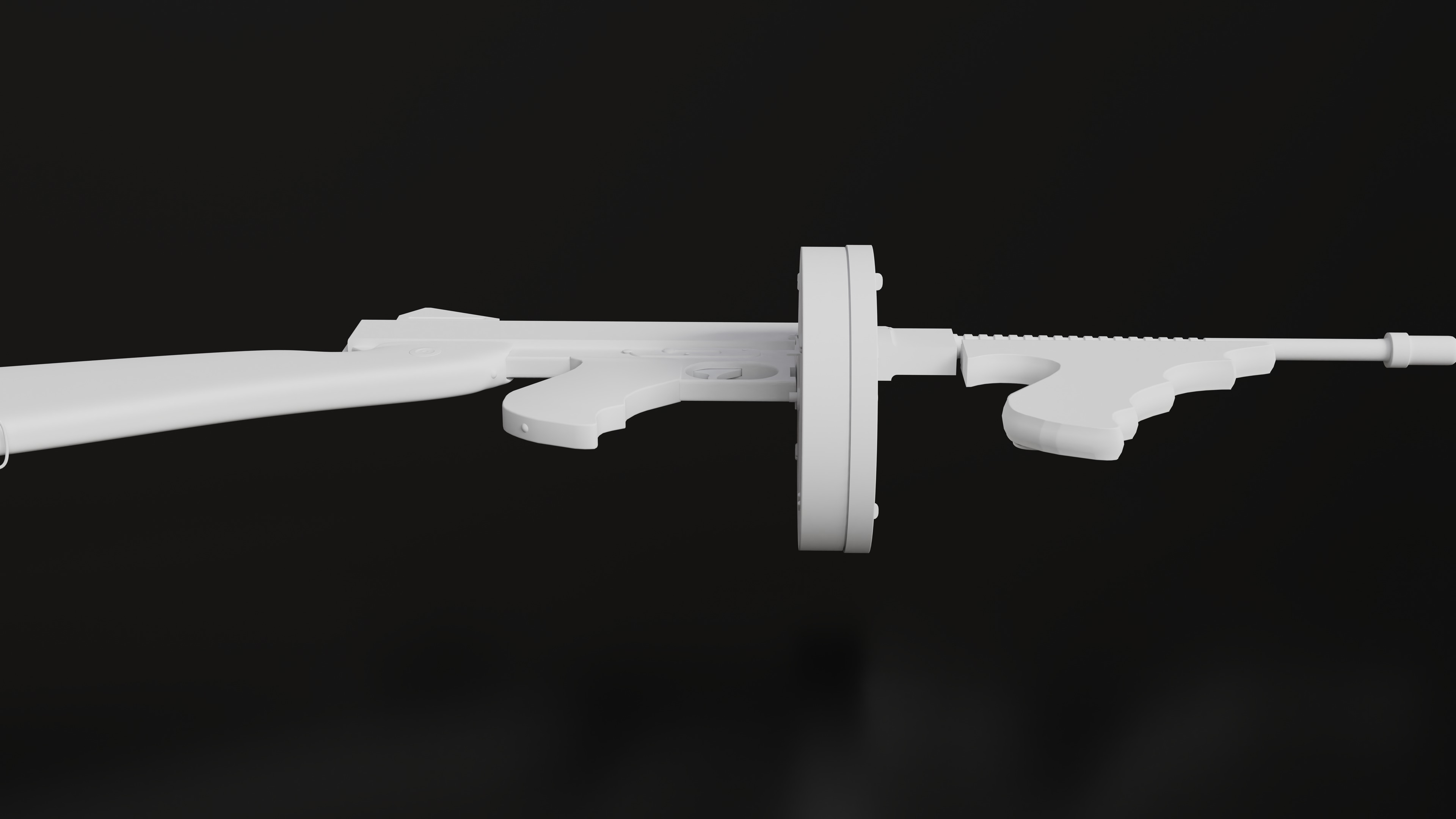 Tommy Gun Low Poly Model With Round Mag Low-poly 3D model_6