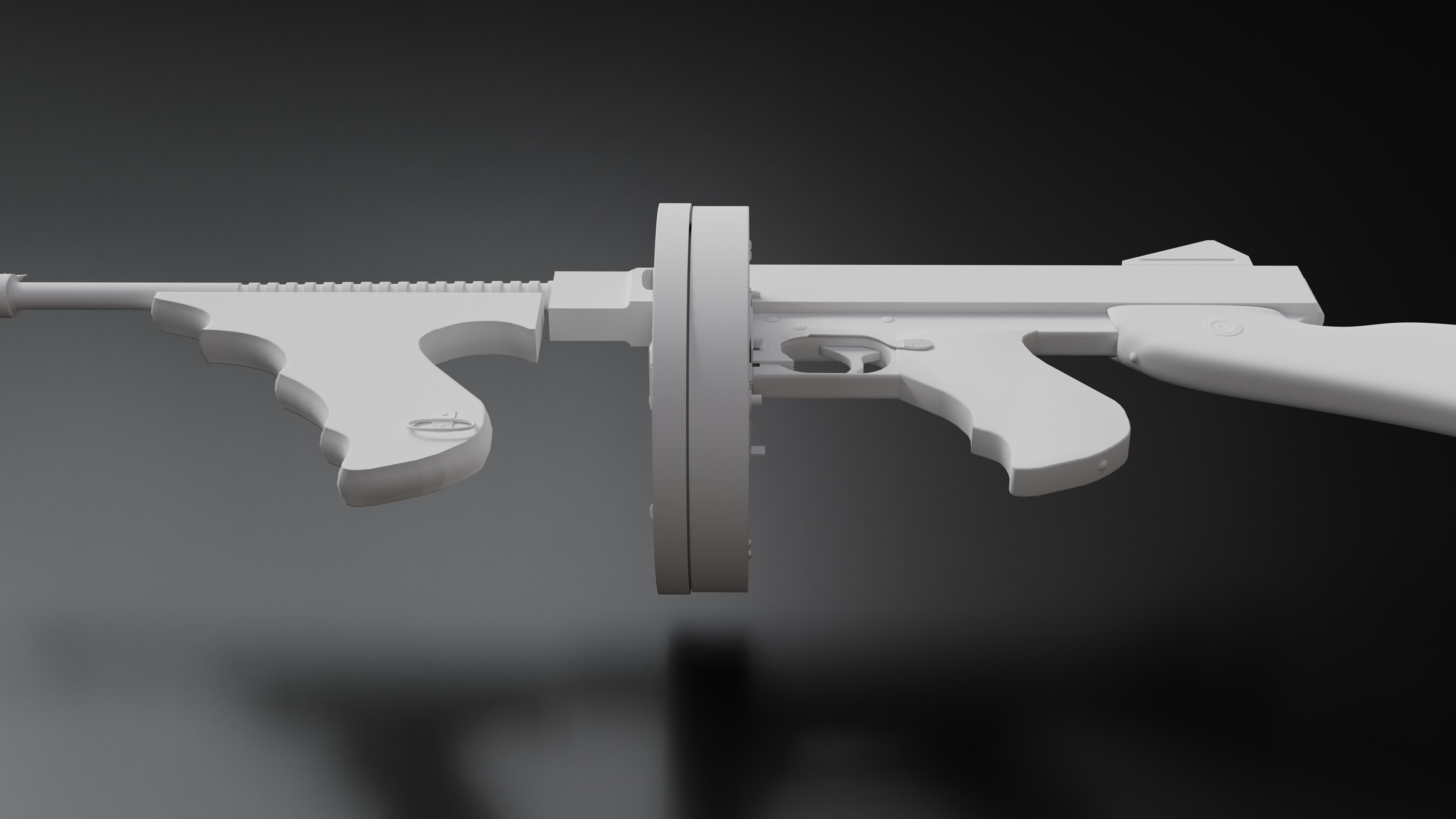 Tommy Gun Low Poly Model With Round Mag Low-poly 3D model_16
