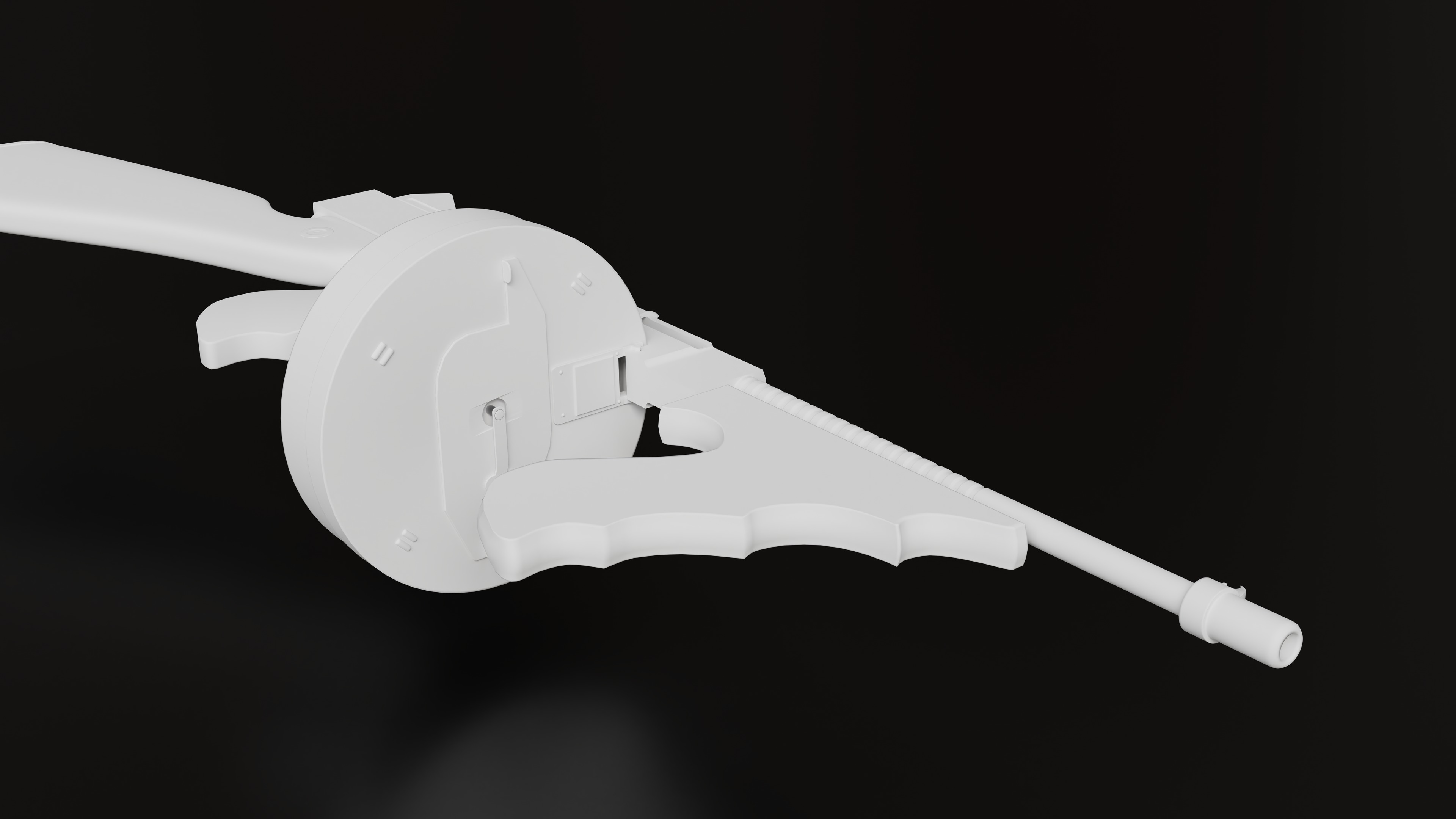 Tommy Gun Low Poly Model With Round Mag Low-poly 3D model_10