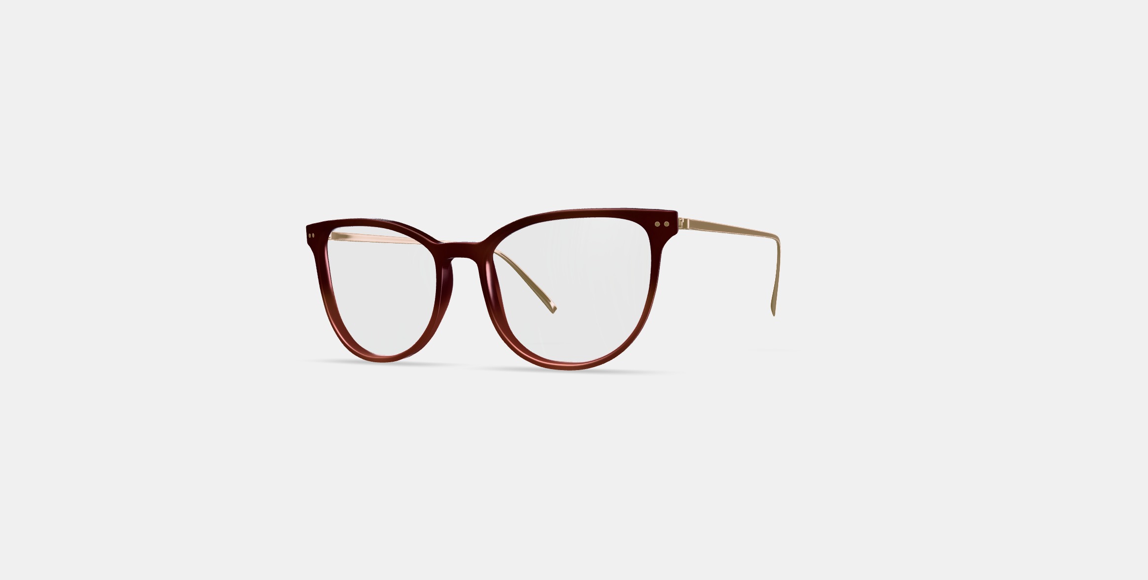Maren Eyeglasses in Mulberry Tortoise Fade with Polished Gold 3D model_11