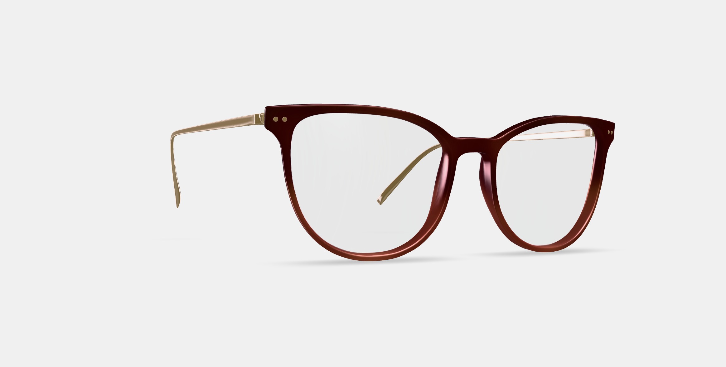 Maren Eyeglasses in Mulberry Tortoise Fade with Polished Gold 3D model_10
